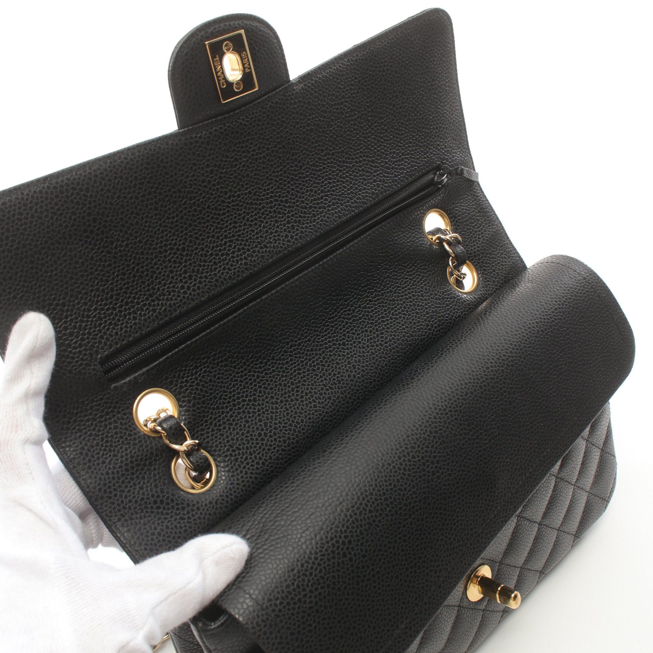 Chanel Chanel Matelasse Double Flap Chain Shoulder Bag Caviar Skin Black Gold Hardware Size ONE SIZE - 6 Thumbnail