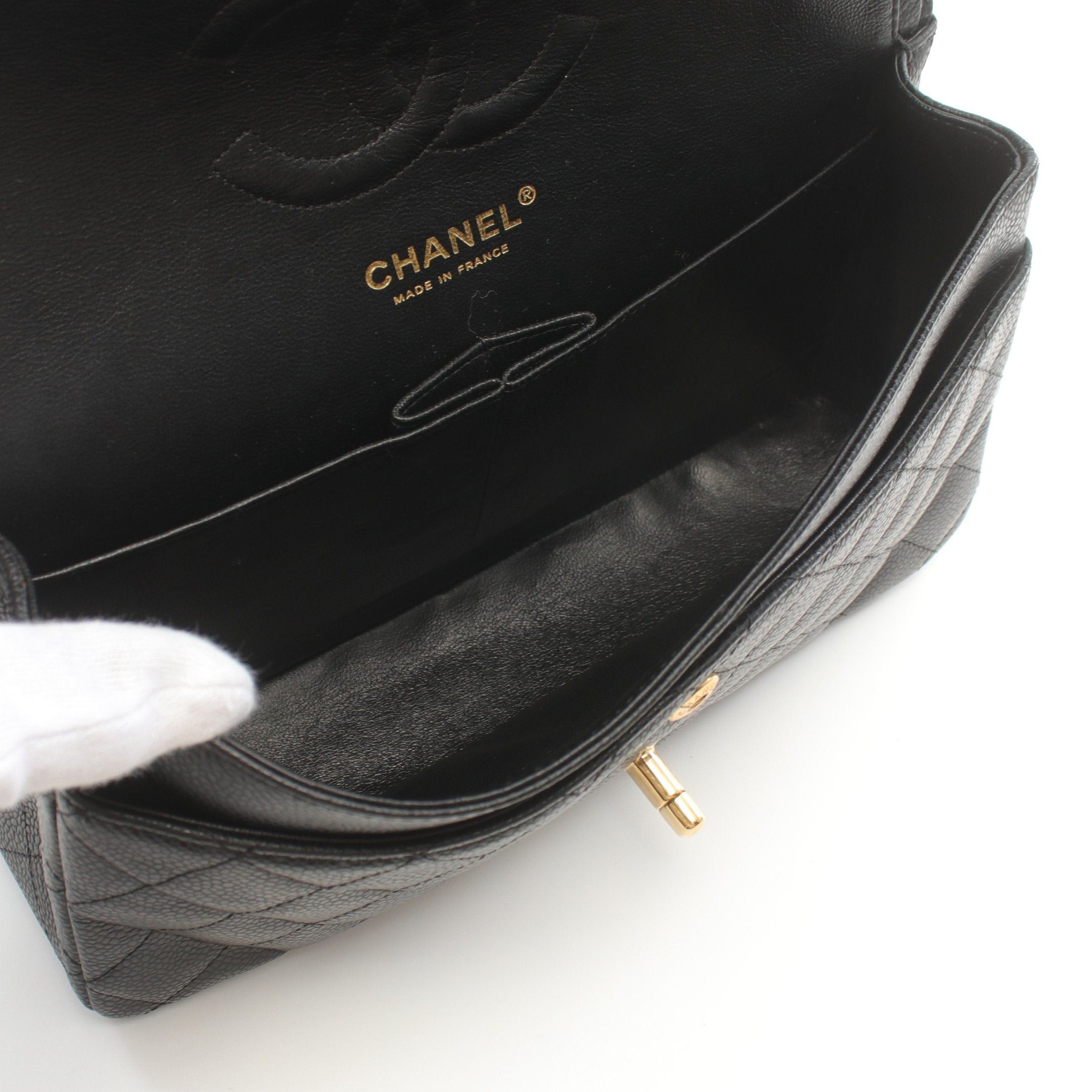Chanel Chanel Matelasse Double Flap Chain Shoulder Bag Caviar Skin Black Gold Hardware Size ONE SIZE - 3 Thumbnail
