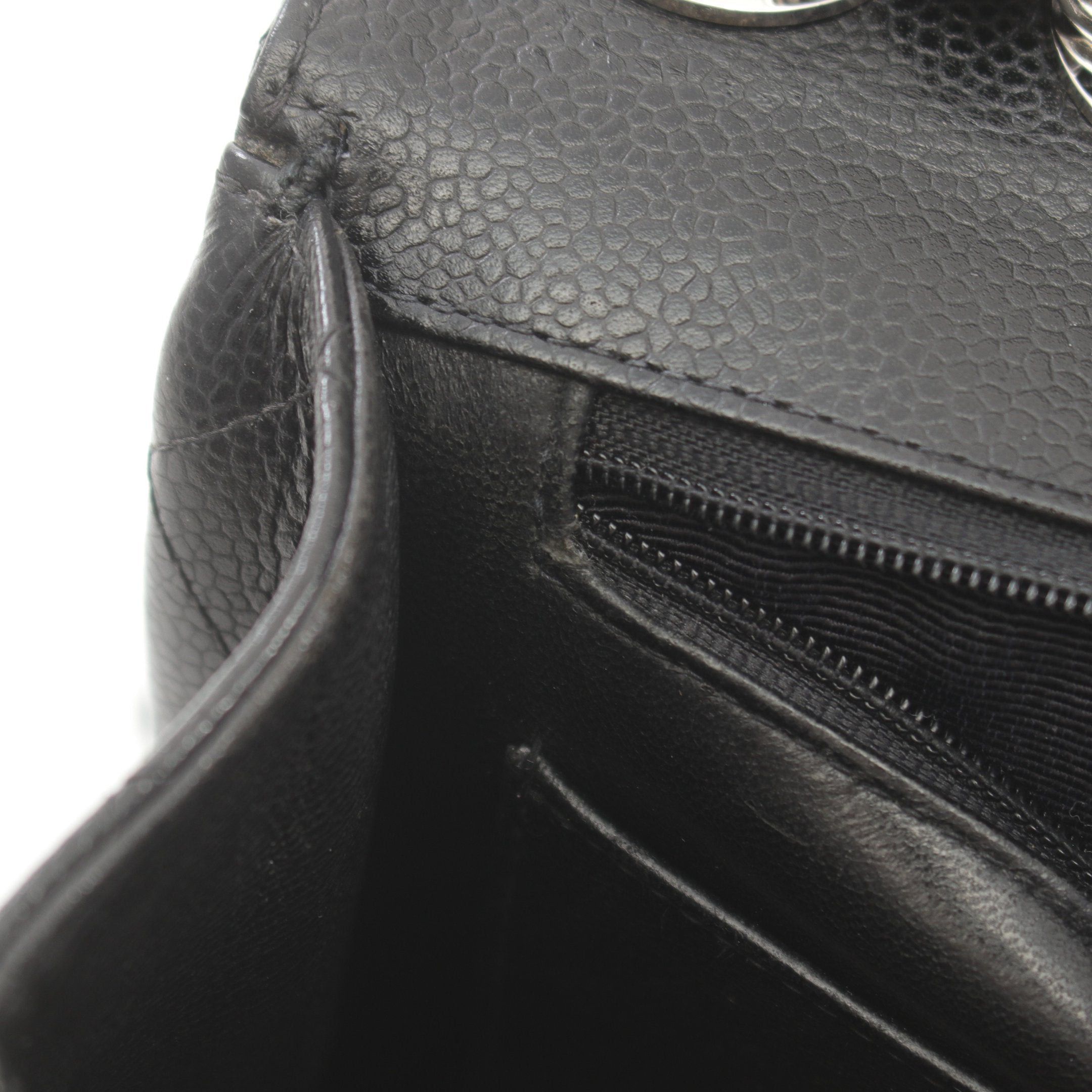 Chanel Chanel Decamatlassé 30 Classic Large Double Flap Chain Shoulder Bag Caviar Skin Black Silver Hardware Size ONE SIZE - 6 Thumbnail