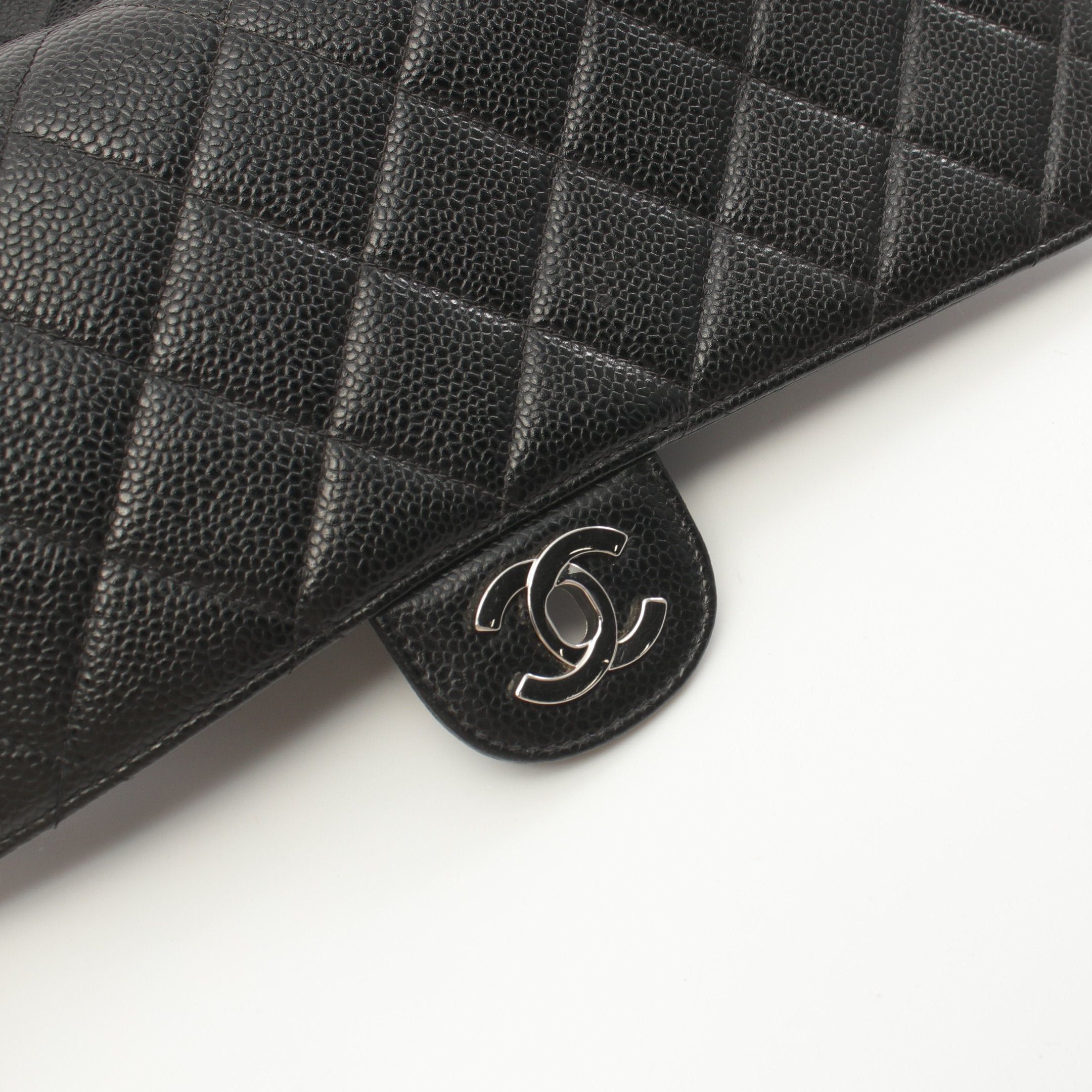 Chanel Chanel Decamatlassé 30 Classic Large Double Flap Chain Shoulder Bag Caviar Skin Black Silver Hardware Size ONE SIZE - 10 Thumbnail