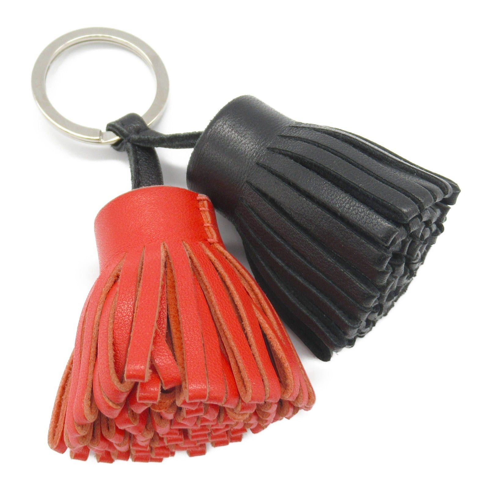 Hermes Hermes Carmen Unodos Black X Bougainvillea Key Ring Leather Aagneau Red Silver Hardware Size ONE SIZE - 3 Thumbnail