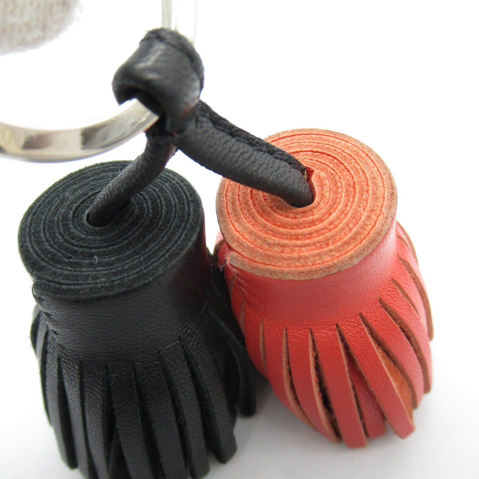 Hermes Hermes Carmen Unodos Black X Bougainvillea Key Ring Leather Aagneau Red Silver Hardware Size ONE SIZE - 6 Thumbnail