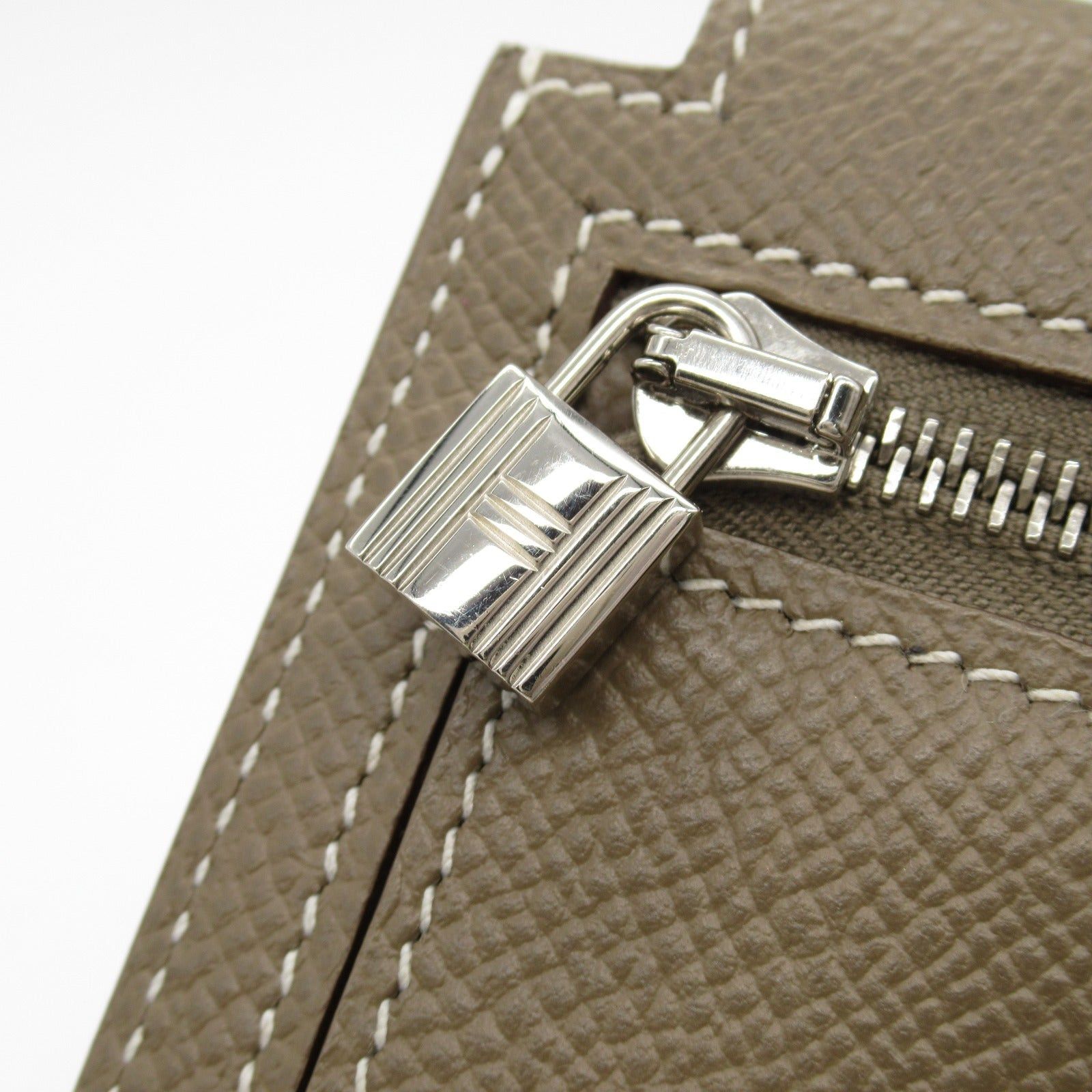 Hermes Hermes Kelly Pocket Compact Etoupe Bi-Fold Wallet Leather Veau Epsom Gray Silver Hardware Y Stamp Size ONE SIZE - 9 Thumbnail