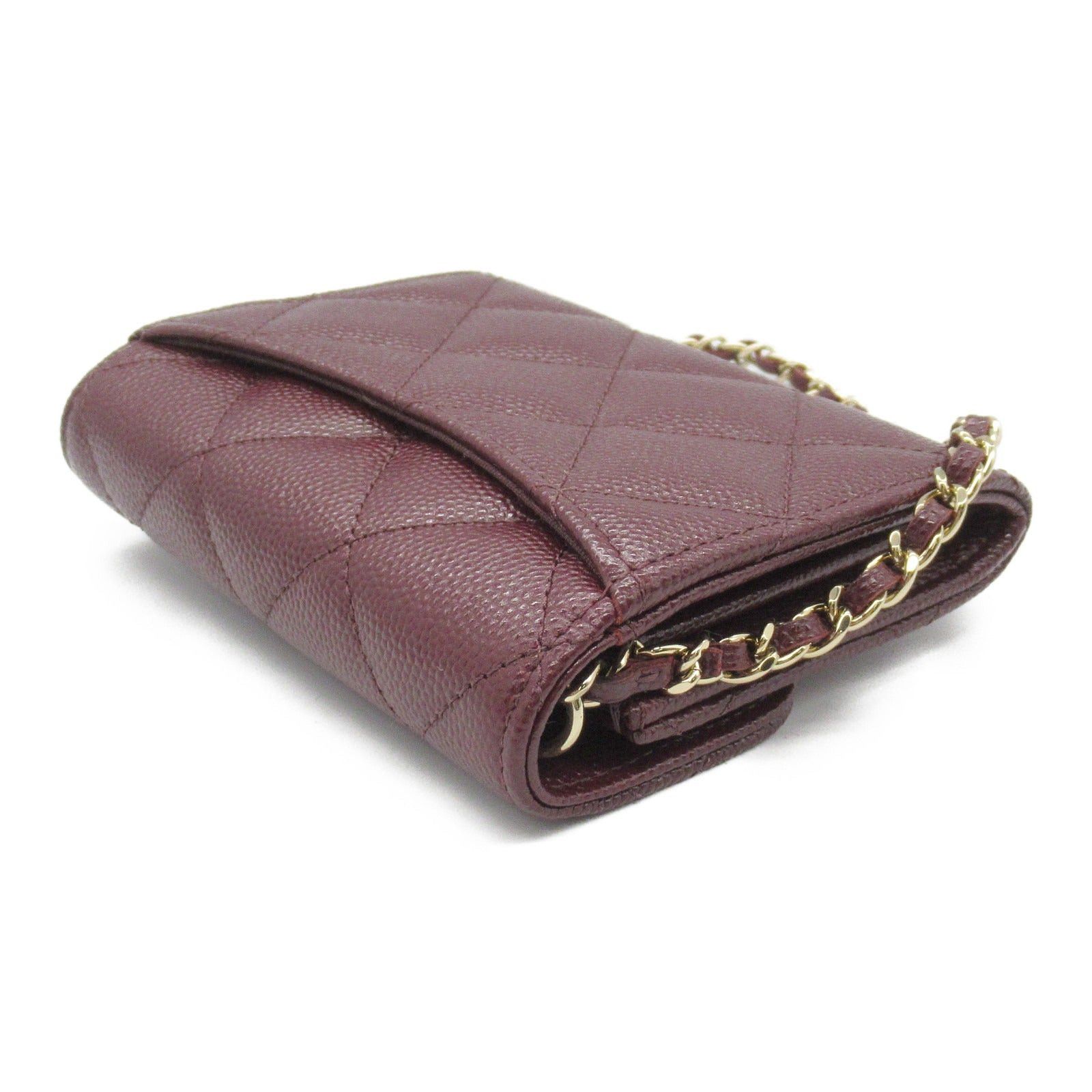 Chanel Chanel Matelasse Chain Compact Wallet Shoulder Bag Caviar Skin (Grained Calf) Bordeaux Wine Red Gold Hardware Size ONE SIZE - 4 Thumbnail