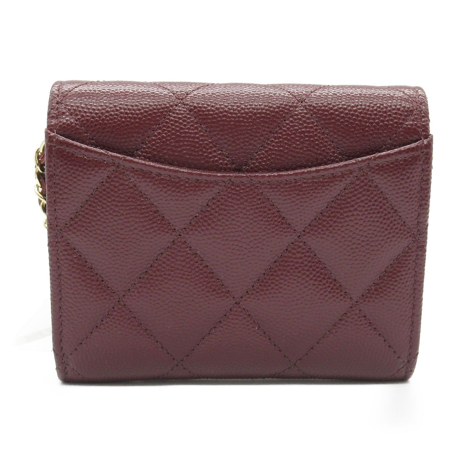 Chanel Chanel Matelasse Chain Compact Wallet Shoulder Bag Caviar Skin (Grained Calf) Bordeaux Wine Red Gold Hardware Size ONE SIZE - 2 Thumbnail