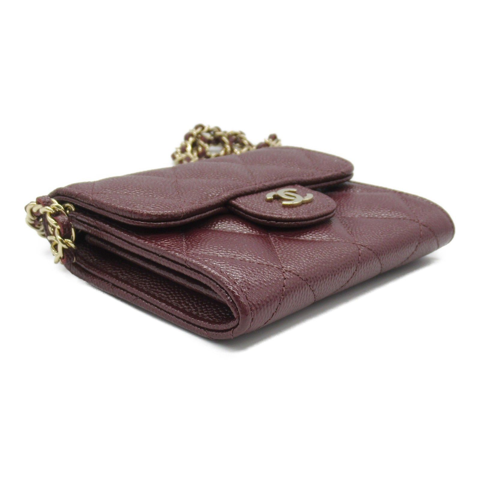 Chanel Chanel Matelasse Chain Compact Wallet Shoulder Bag Caviar Skin (Grained Calf) Bordeaux Wine Red Gold Hardware Size ONE SIZE - 3 Thumbnail