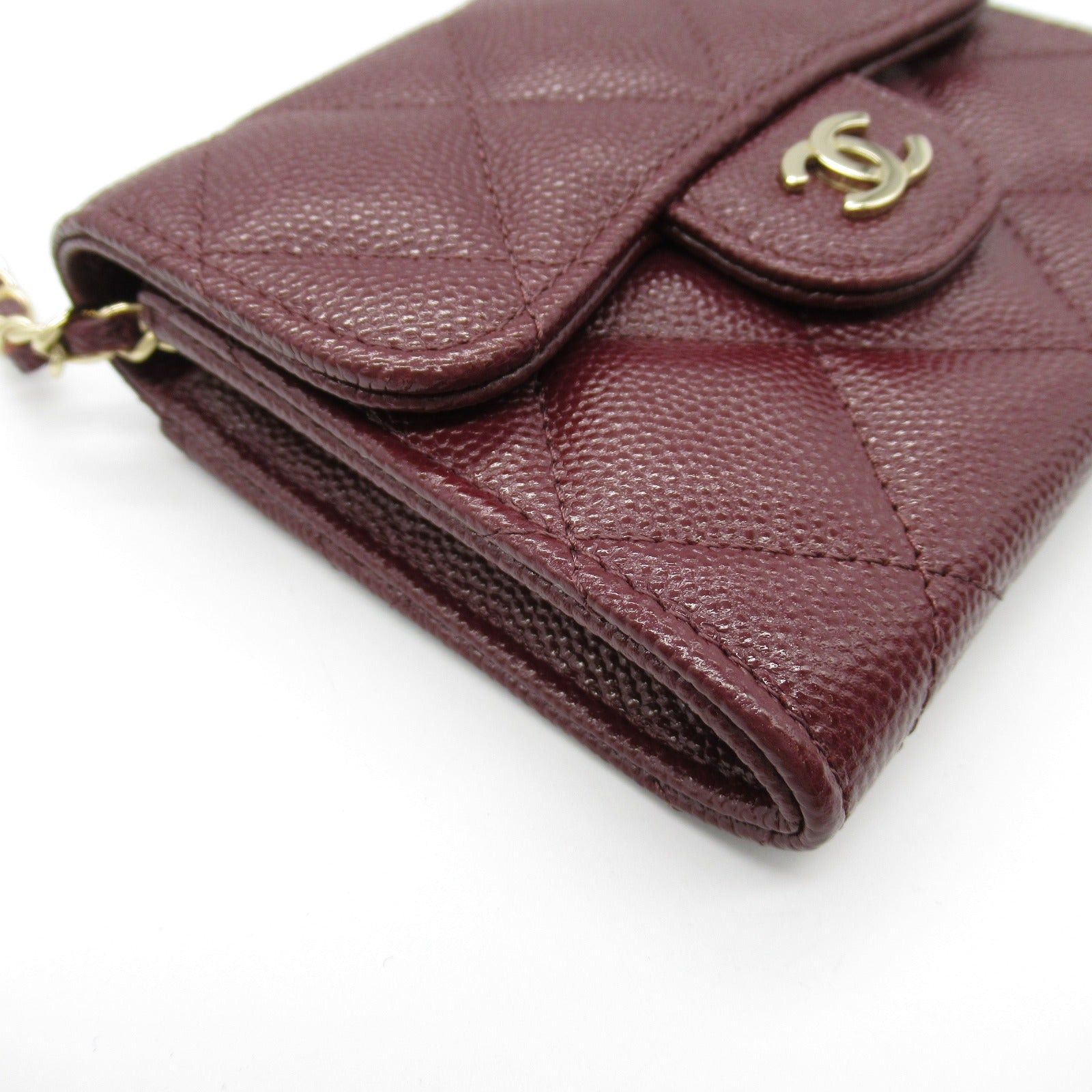 Chanel Chanel Matelasse Chain Compact Wallet Shoulder Bag Caviar Skin (Grained Calf) Bordeaux Wine Red Gold Hardware Size ONE SIZE - 10 Thumbnail