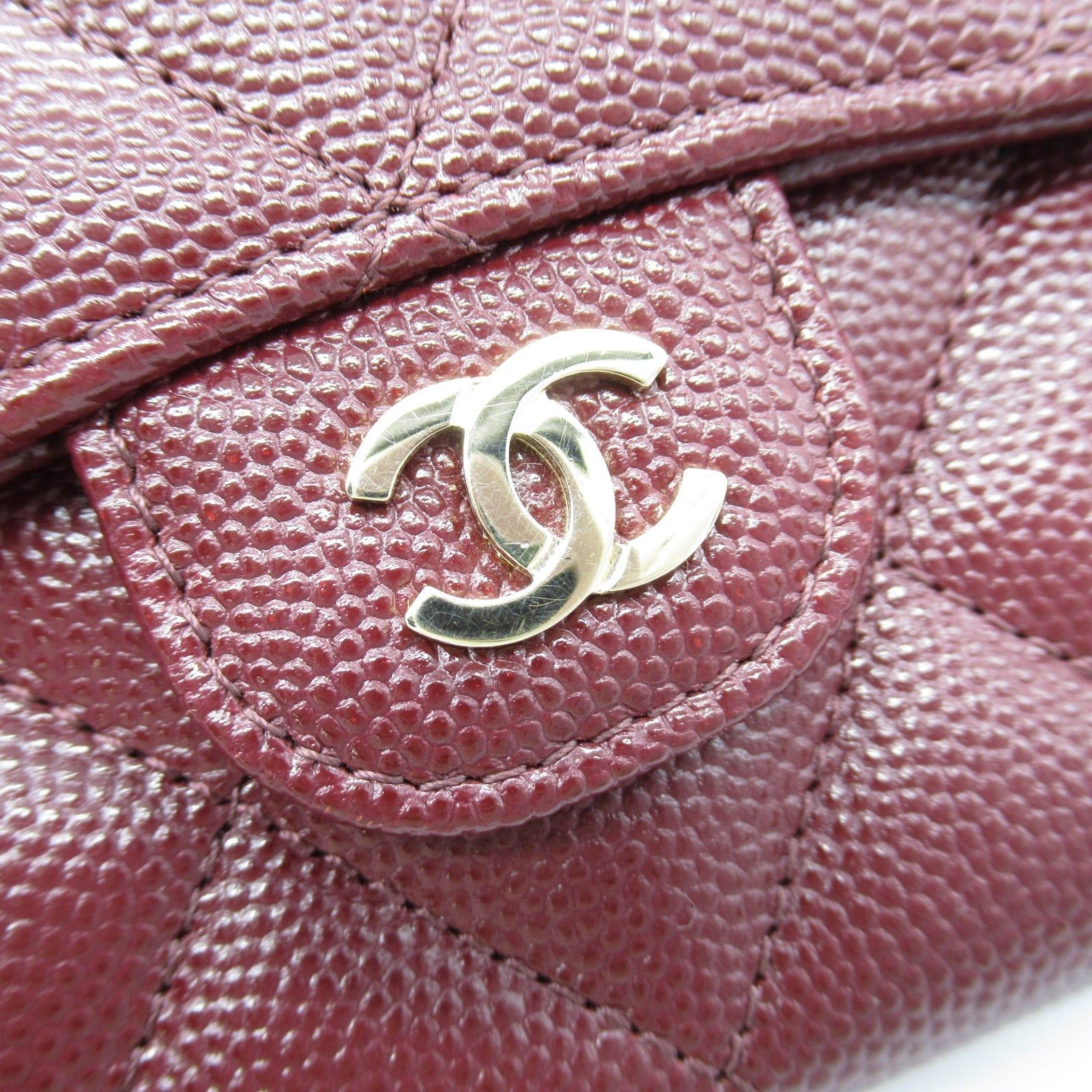 Chanel Chanel Matelasse Chain Compact Wallet Shoulder Bag Caviar Skin (Grained Calf) Bordeaux Wine Red Gold Hardware Size ONE SIZE - 9 Thumbnail