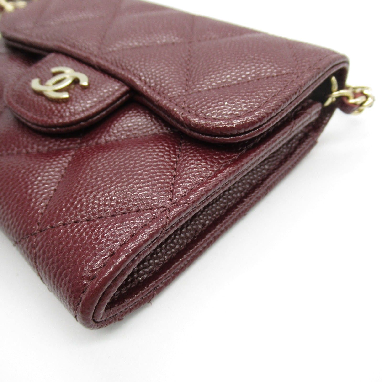 Chanel Chanel Matelasse Chain Compact Wallet Shoulder Bag Caviar Skin (Grained Calf) Bordeaux Wine Red Gold Hardware Size ONE SIZE - 11 Thumbnail