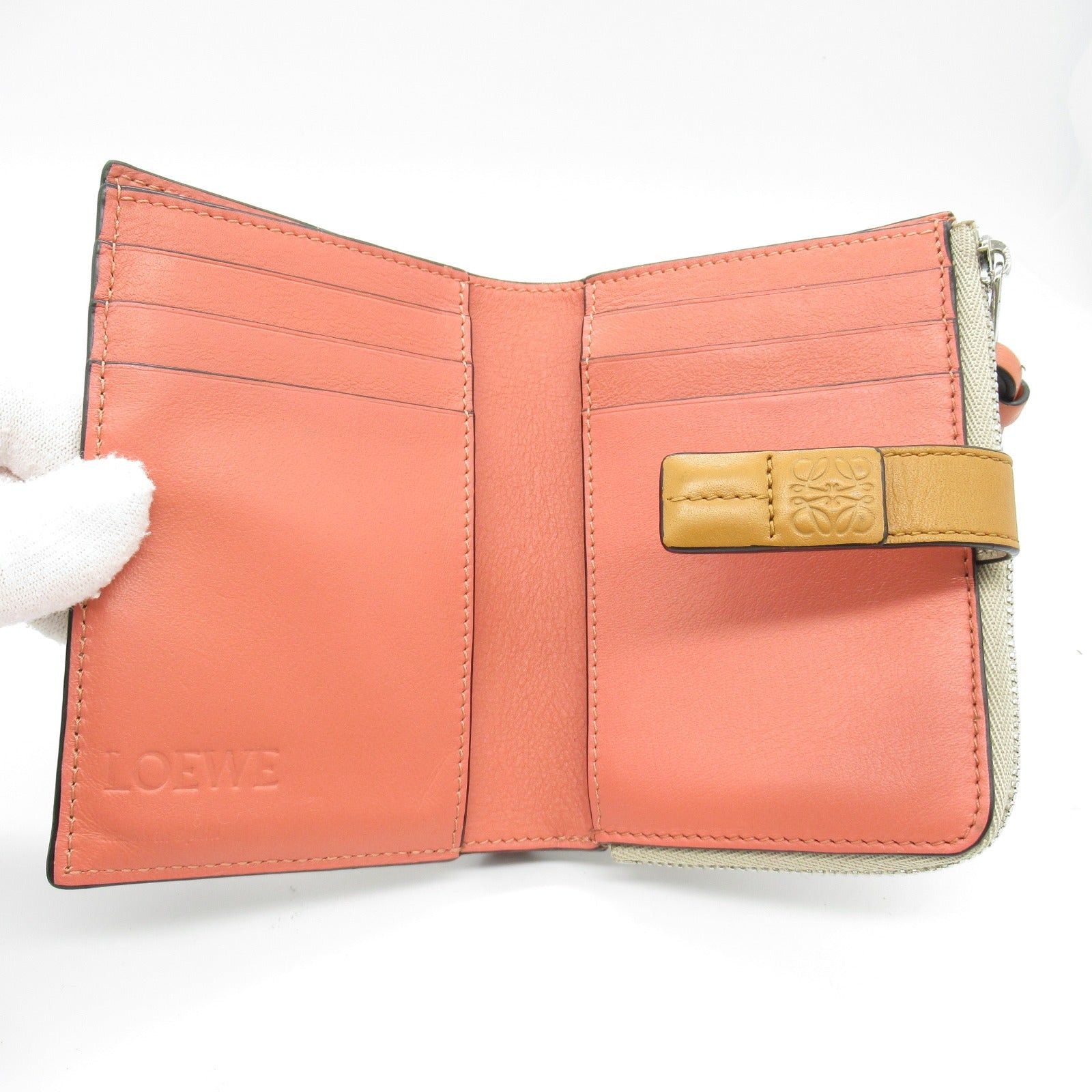 Loewe Loewe Slim Zip Bifold Wallet Bi-Fold Calfskin (Cowhide) Beige Light Oats/Honey Size ONE SIZE - 5 Thumbnail
