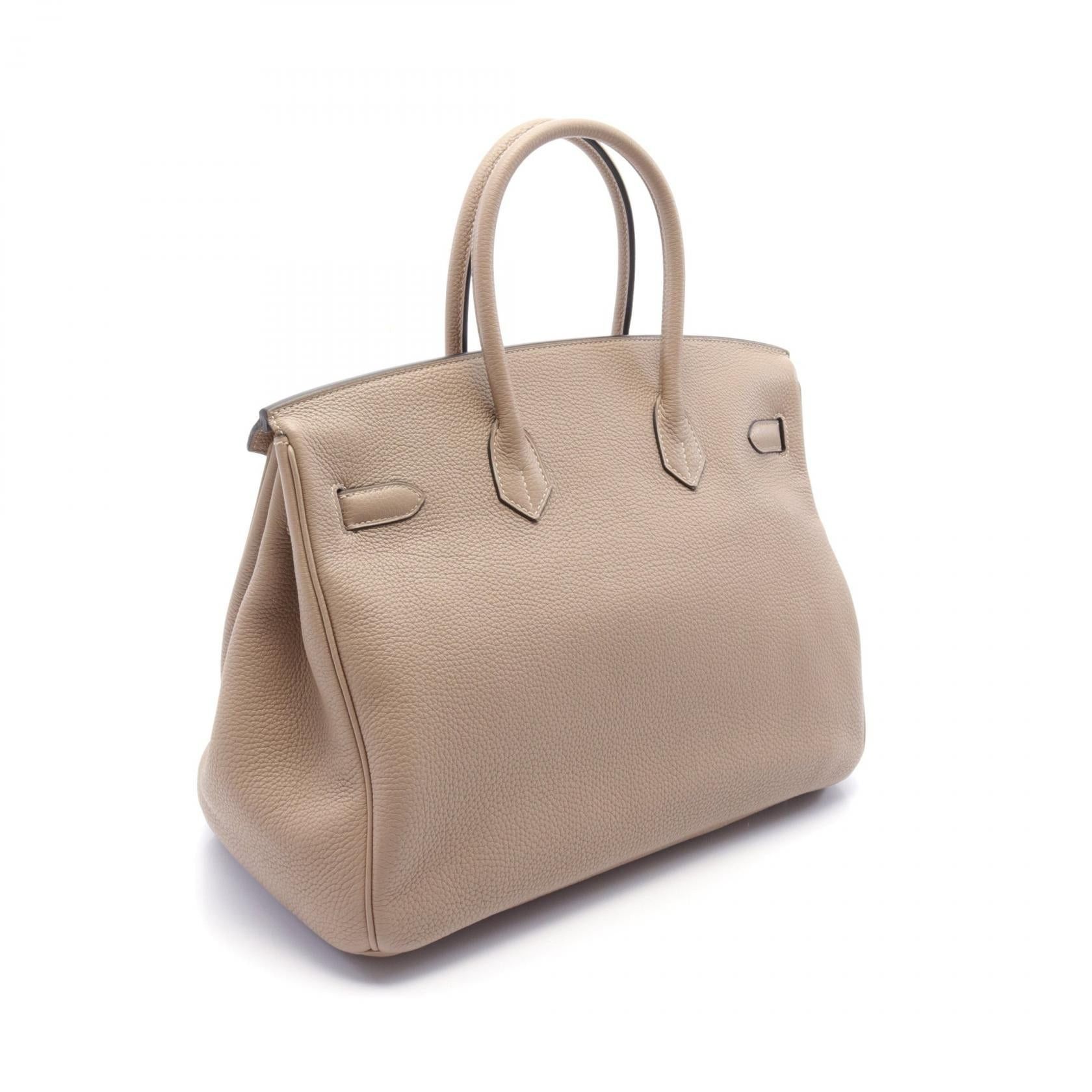Hermes Hermes Birkin 35 Green Elephant Handbag Togo Gray Beige Silver Hardware □O Stamp Size ONE SIZE - 2 Thumbnail