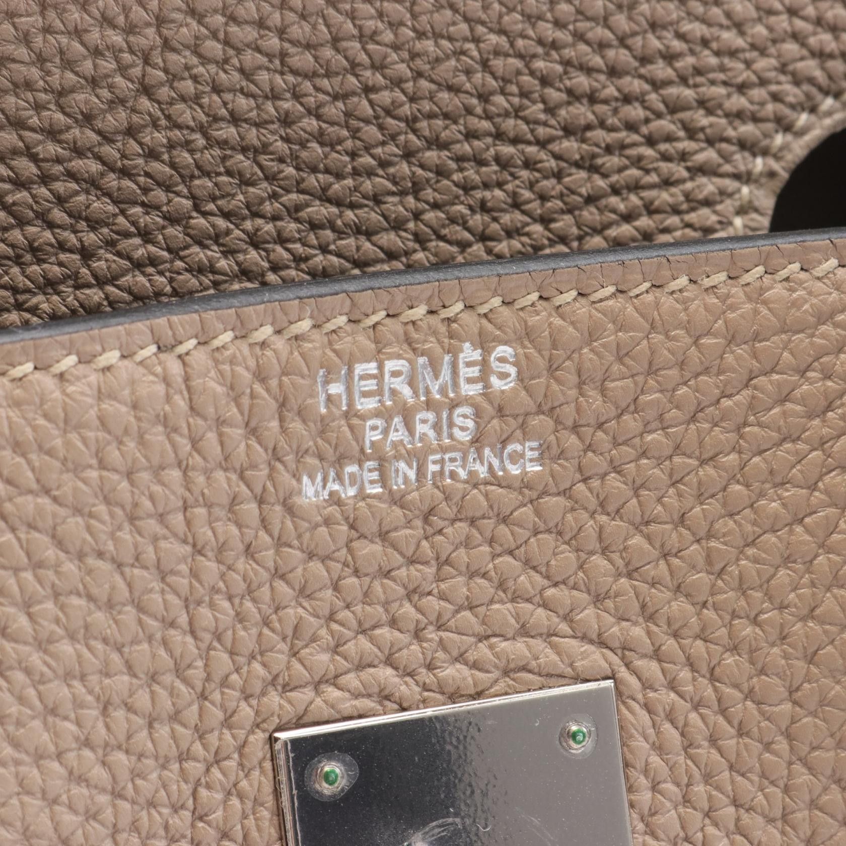 Hermes Hermes Birkin 35 Green Elephant Handbag Togo Gray Beige Silver Hardware □O Stamp Size ONE SIZE - 4 Thumbnail