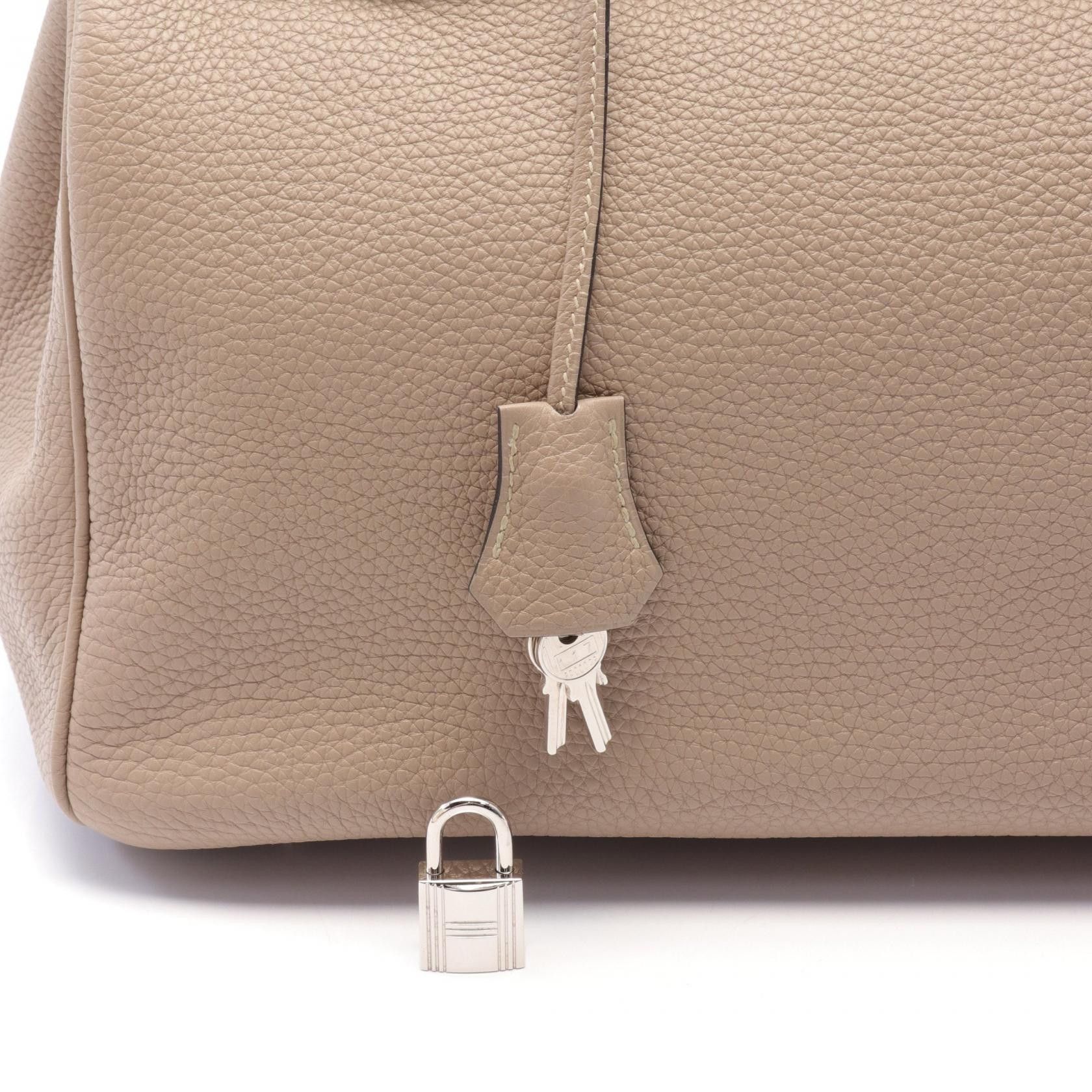 Hermes Hermes Birkin 35 Green Elephant Handbag Togo Gray Beige Silver Hardware □O Stamp Size ONE SIZE - 6 Thumbnail