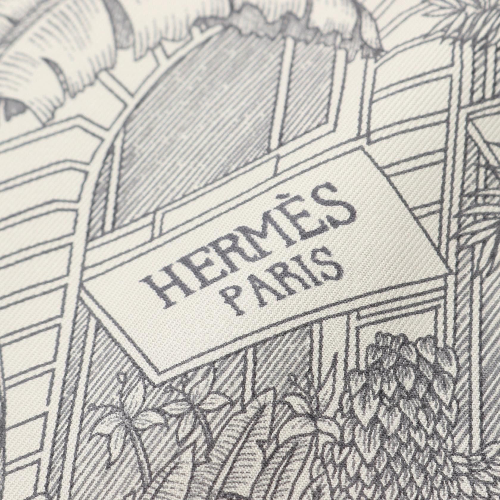 Hermes Hermes Carres 90 Faubourg Tropical Scarf Silk Light Gray Multicolor Bead Embroidery Size ONE SIZE - 2 Thumbnail