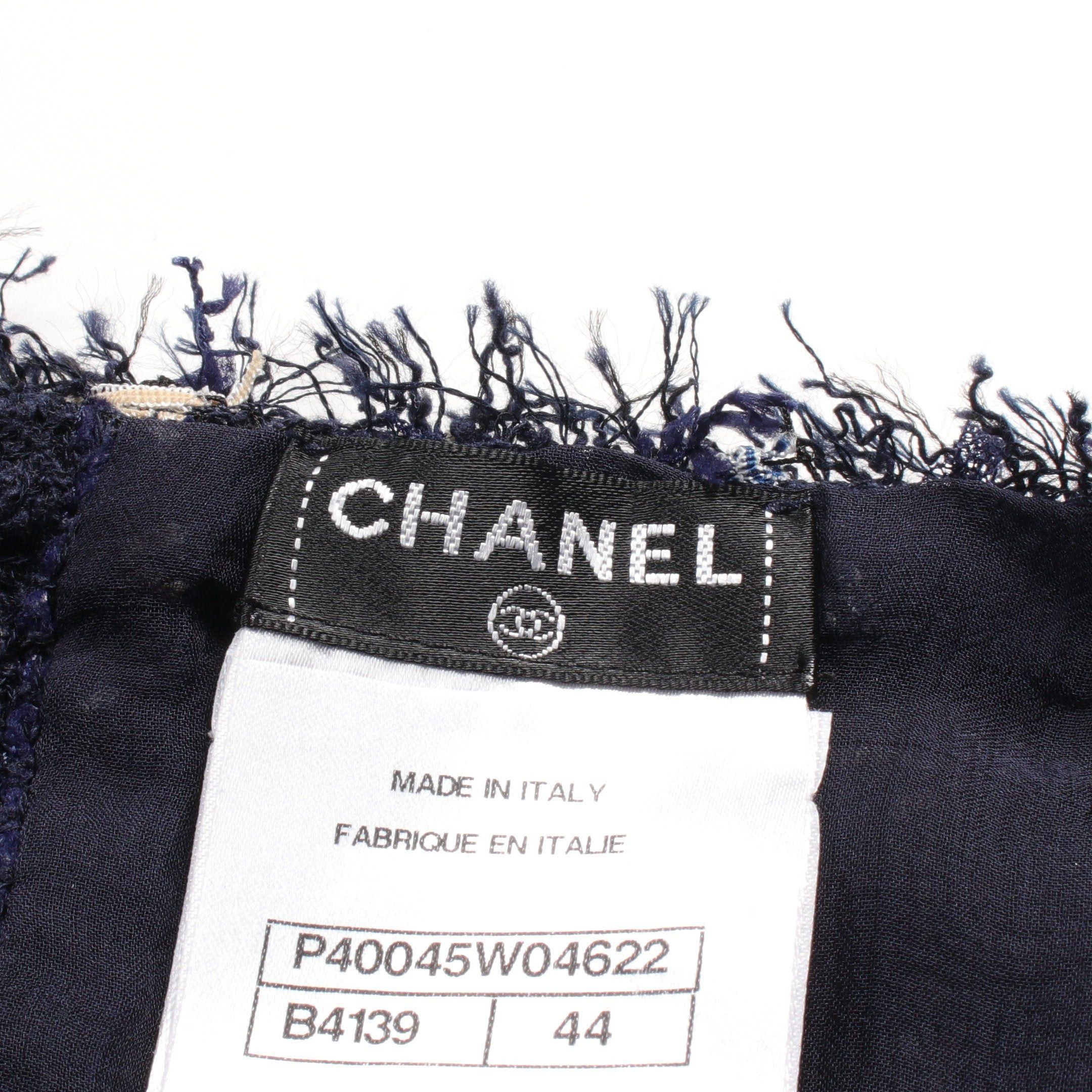 Chanel Chanel Back Open Tweed One Piece Short Sleeve Cotton Navy Multicolor Lace Panel See-Through Size ONE SIZE - 3 Thumbnail