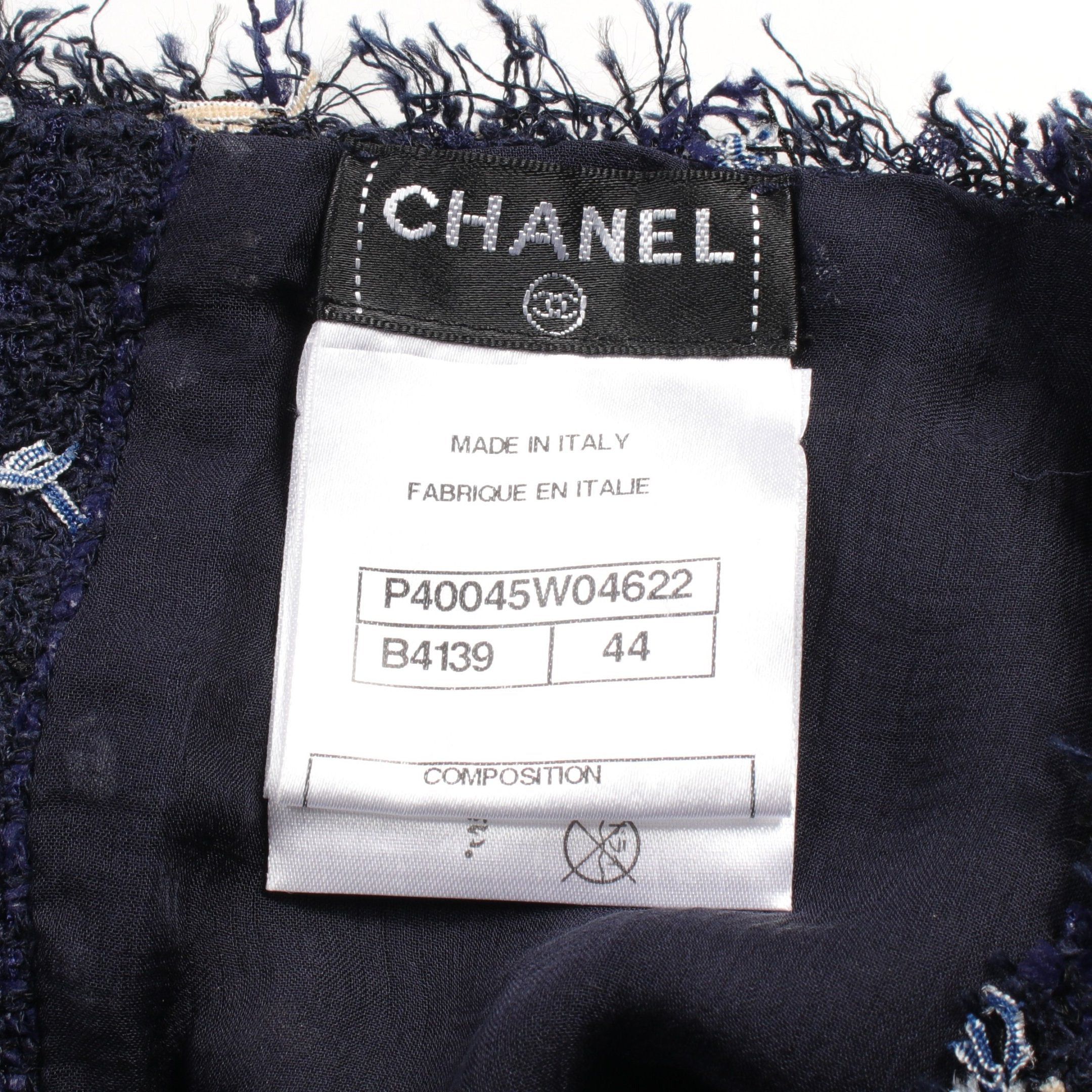 Chanel Chanel Back Open Tweed One Piece Short Sleeve Cotton Navy Multicolor Lace Panel See-Through Size ONE SIZE - 7 Thumbnail