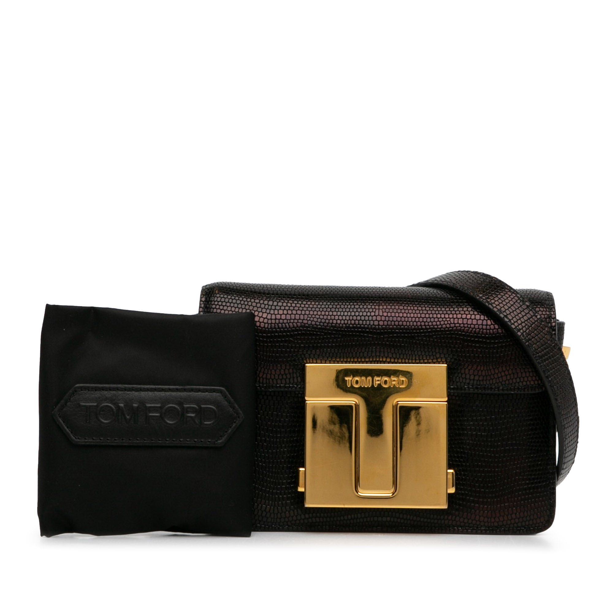Tom Ford Tom Ford Small T-Clasp Lizard-Embossed Crossbody Bag Black Size ONE SIZE - 13 Thumbnail
