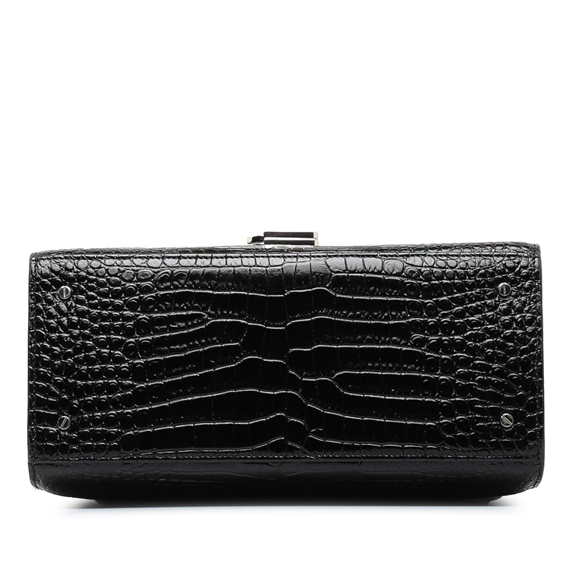 Saint Laurent Paris Saint Laurent Medium Crocodile Embossed Cassandra Top Handle Bag Black Size ONE SIZE - 4 Thumbnail