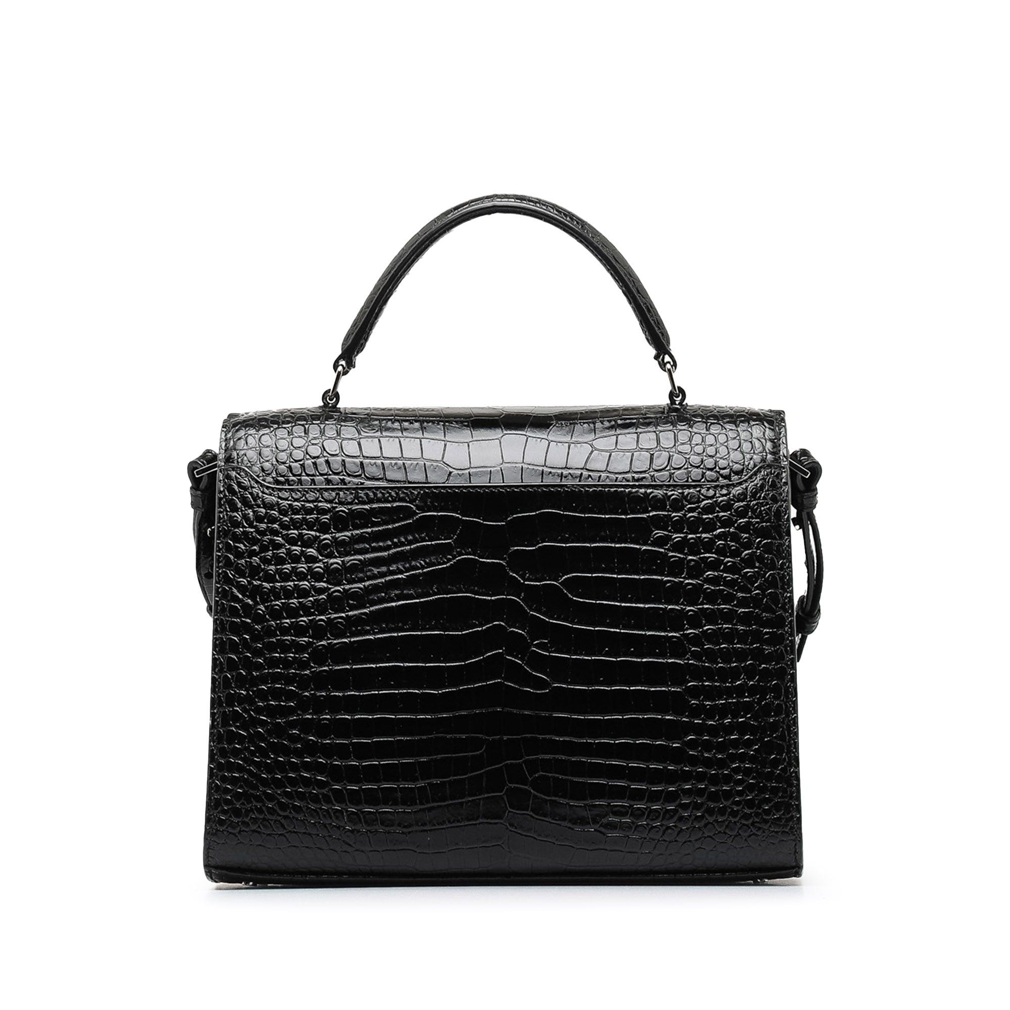 Saint Laurent Paris Saint Laurent Medium Crocodile Embossed Cassandra Top Handle Bag Black Size ONE SIZE - 3 Thumbnail