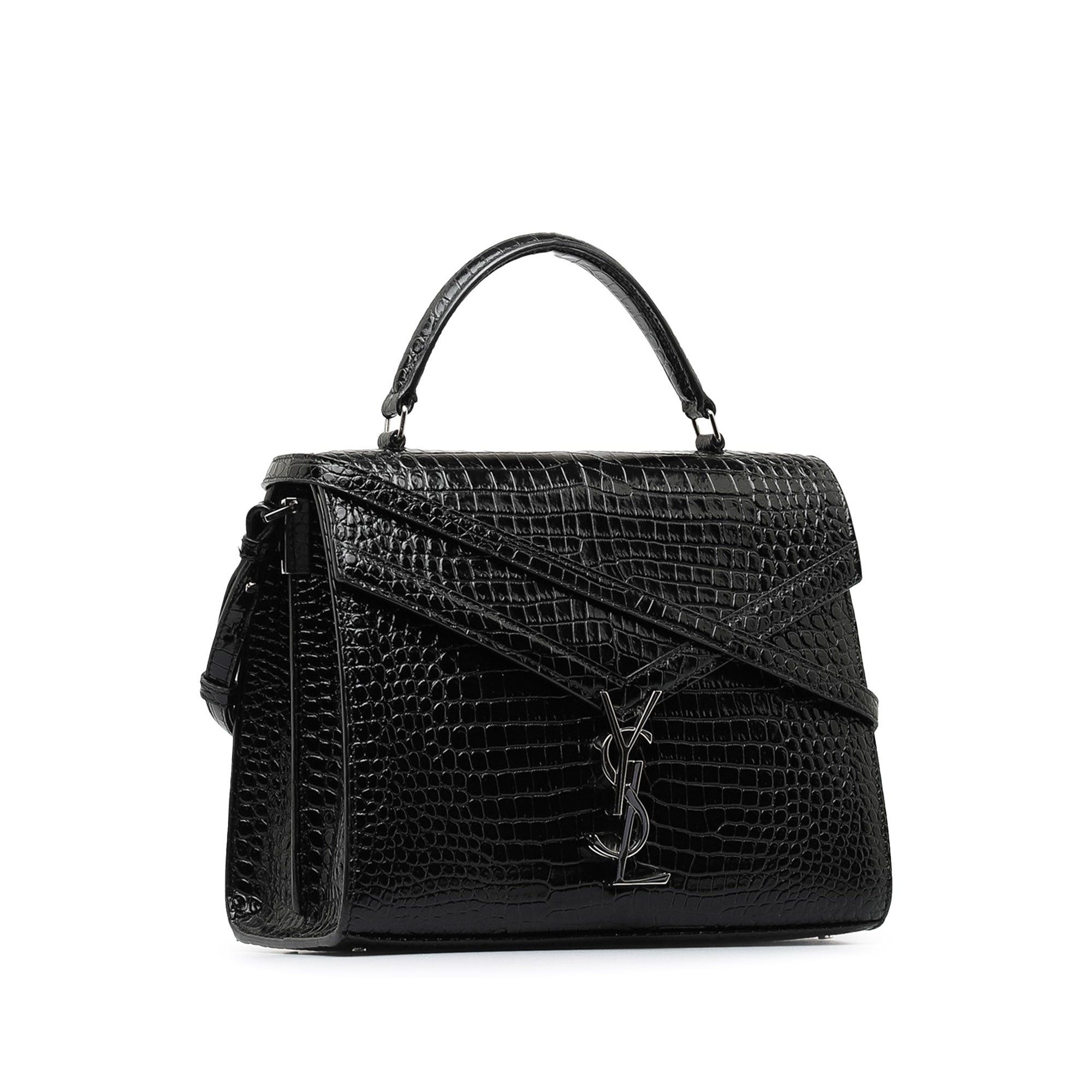 Saint Laurent Paris Saint Laurent Medium Crocodile Embossed Cassandra Top Handle Bag Black Size ONE SIZE - 2 Thumbnail