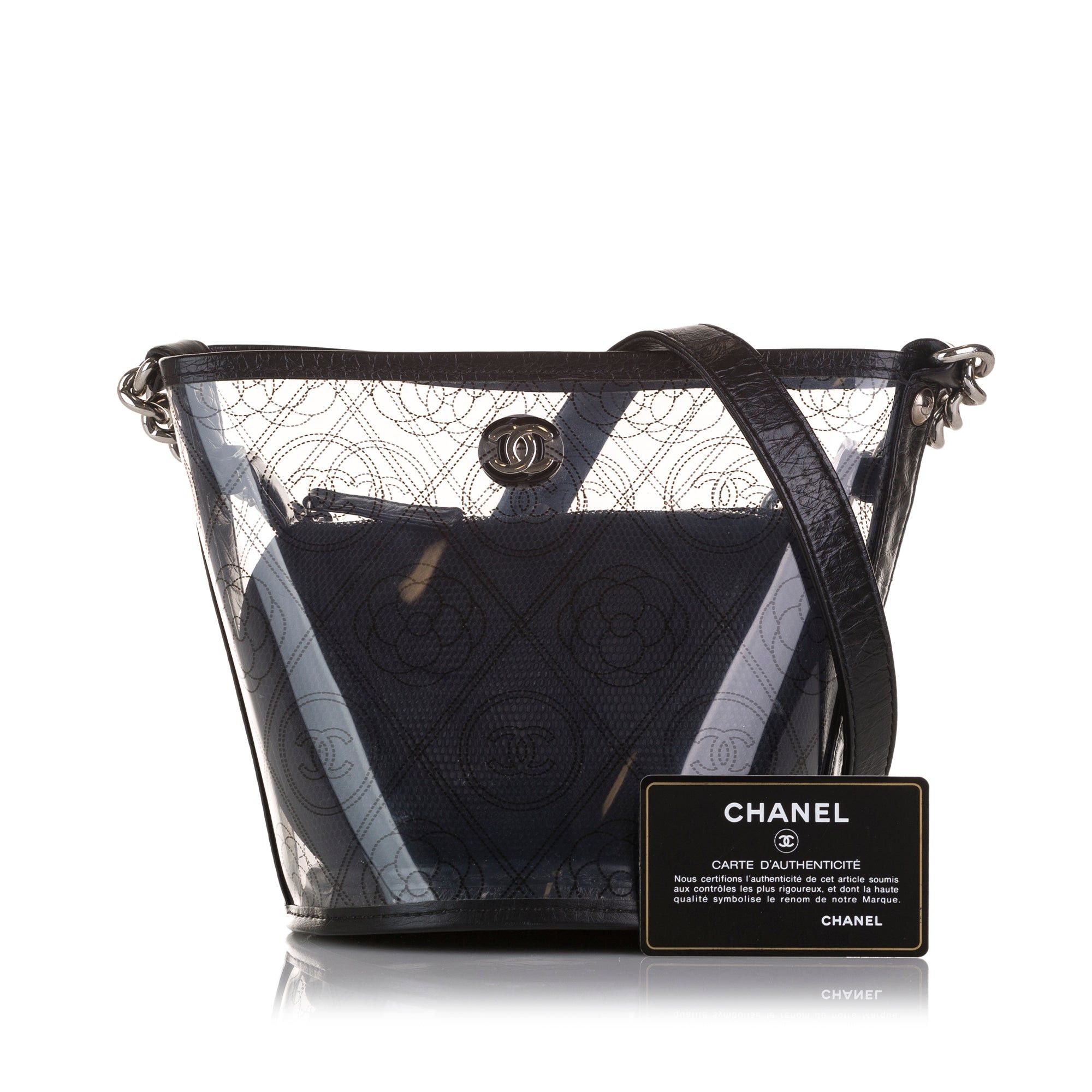 Chanel Chanel Crumpled Calfskin PVC Camellia Bucket Black Size ONE SIZE - 10 Thumbnail
