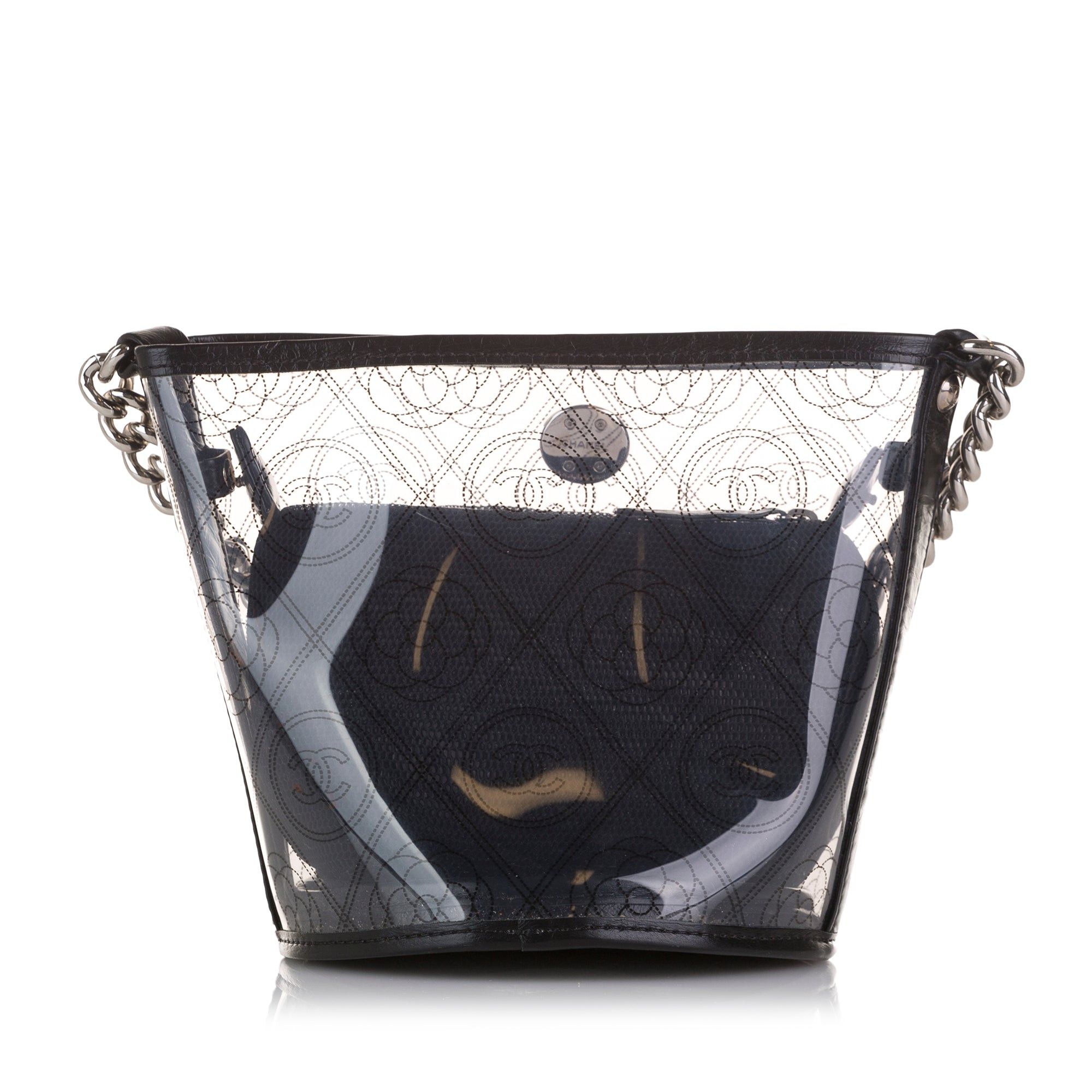 Chanel Chanel Crumpled Calfskin PVC Camellia Bucket Black Size ONE SIZE - 3 Thumbnail