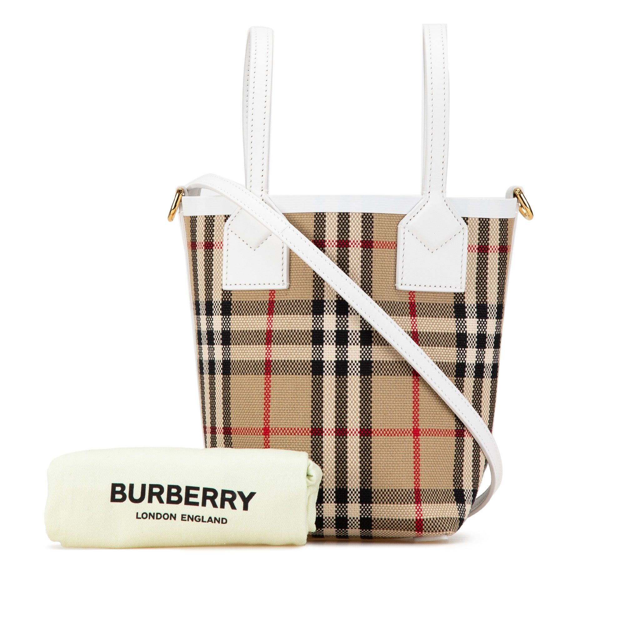 Burberry Burberry Mini House Check Canvas London Tote Brown Size ONE SIZE - 8 Thumbnail