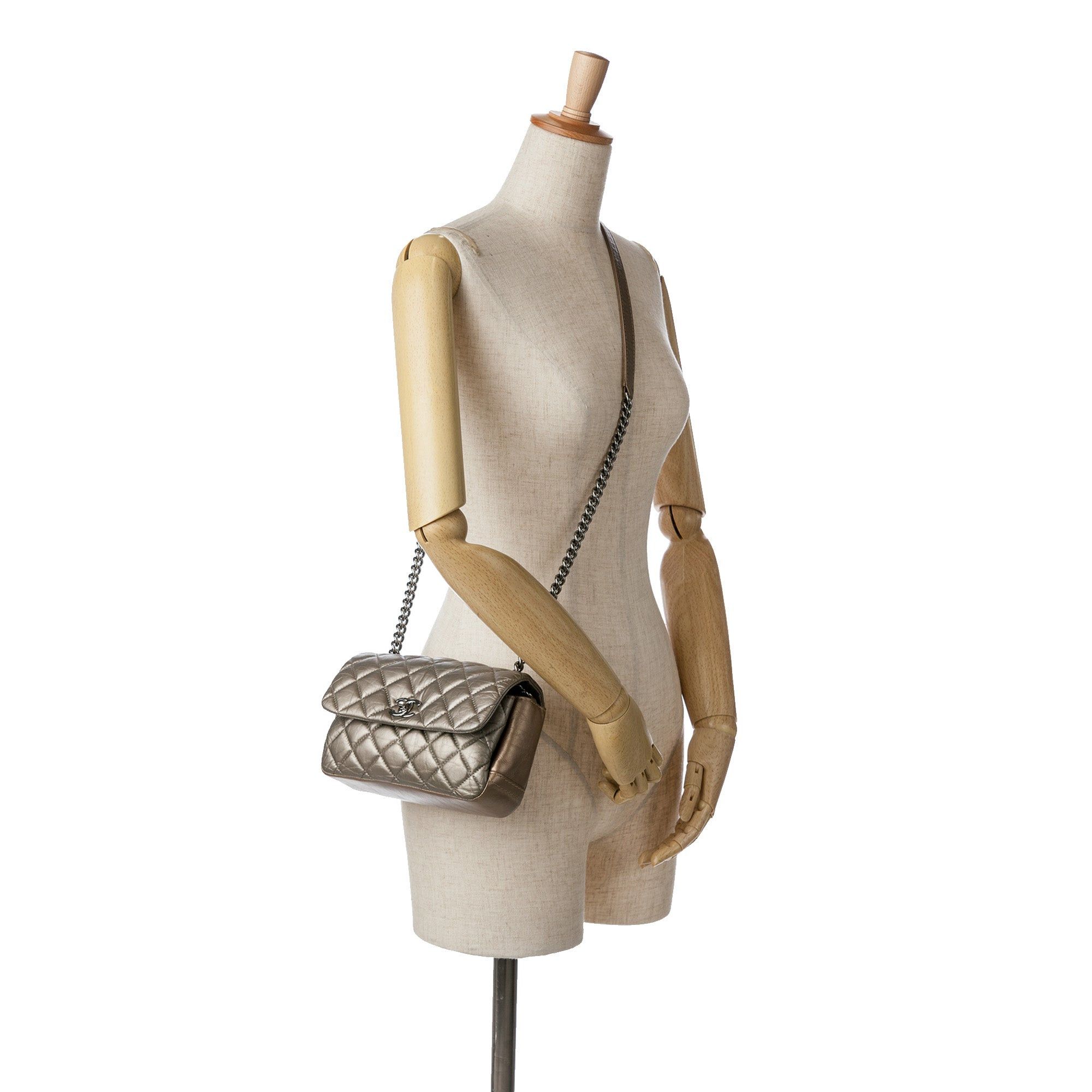 Chanel Chanel Mini Quilted Metallic Calfskin Lady Pearly Flap Brown Size ONE SIZE - 9 Thumbnail