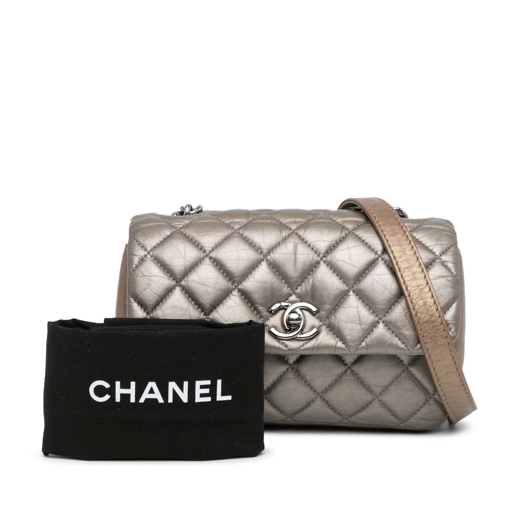 Chanel Chanel Mini Quilted Metallic Calfskin Lady Pearly Flap Brown Size ONE SIZE - 10 Thumbnail