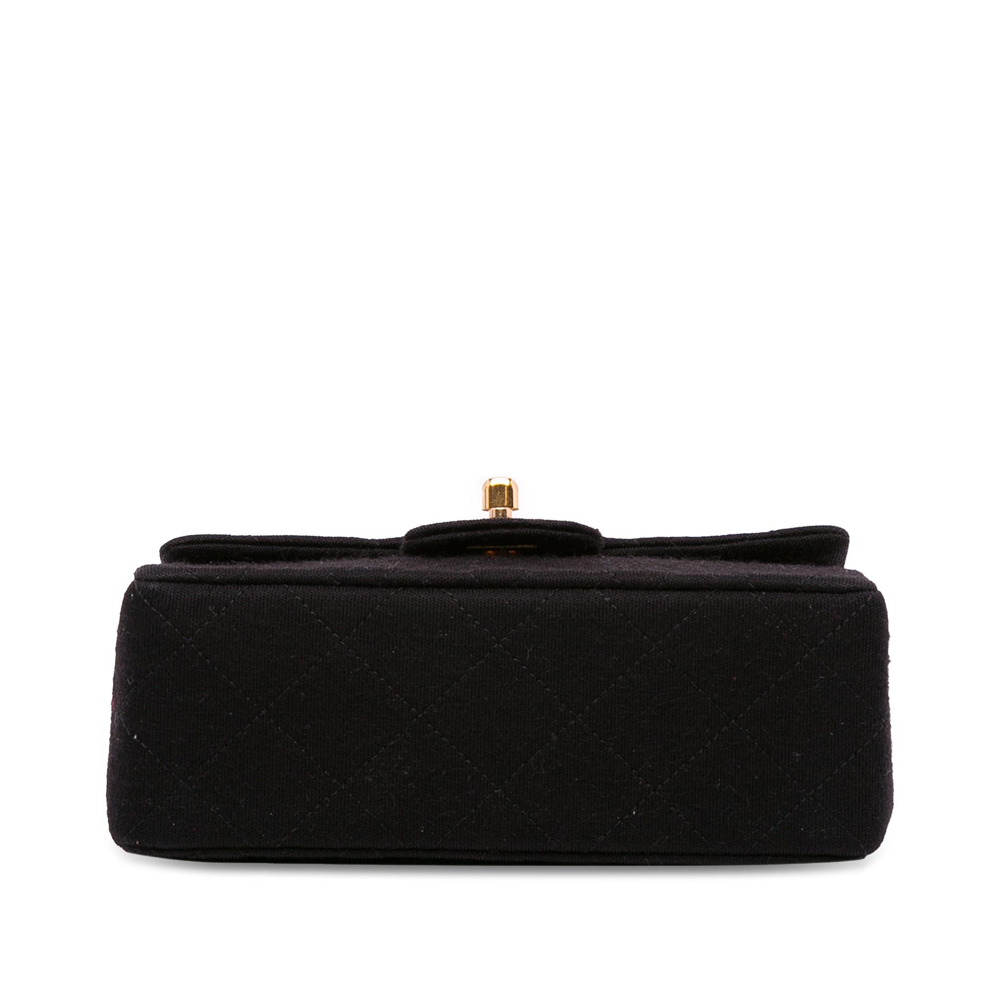 Chanel Chanel Mini Square Classic Jersey Flap Black Size ONE SIZE - 4 Thumbnail
