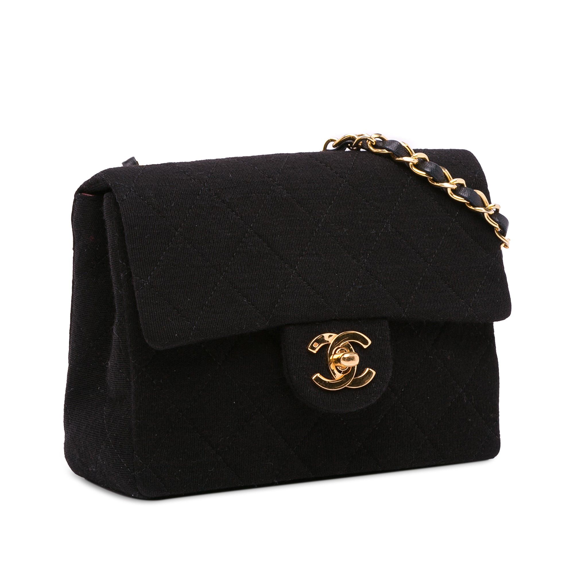 Chanel Chanel Mini Square Classic Jersey Flap Black Size ONE SIZE - 2 Thumbnail