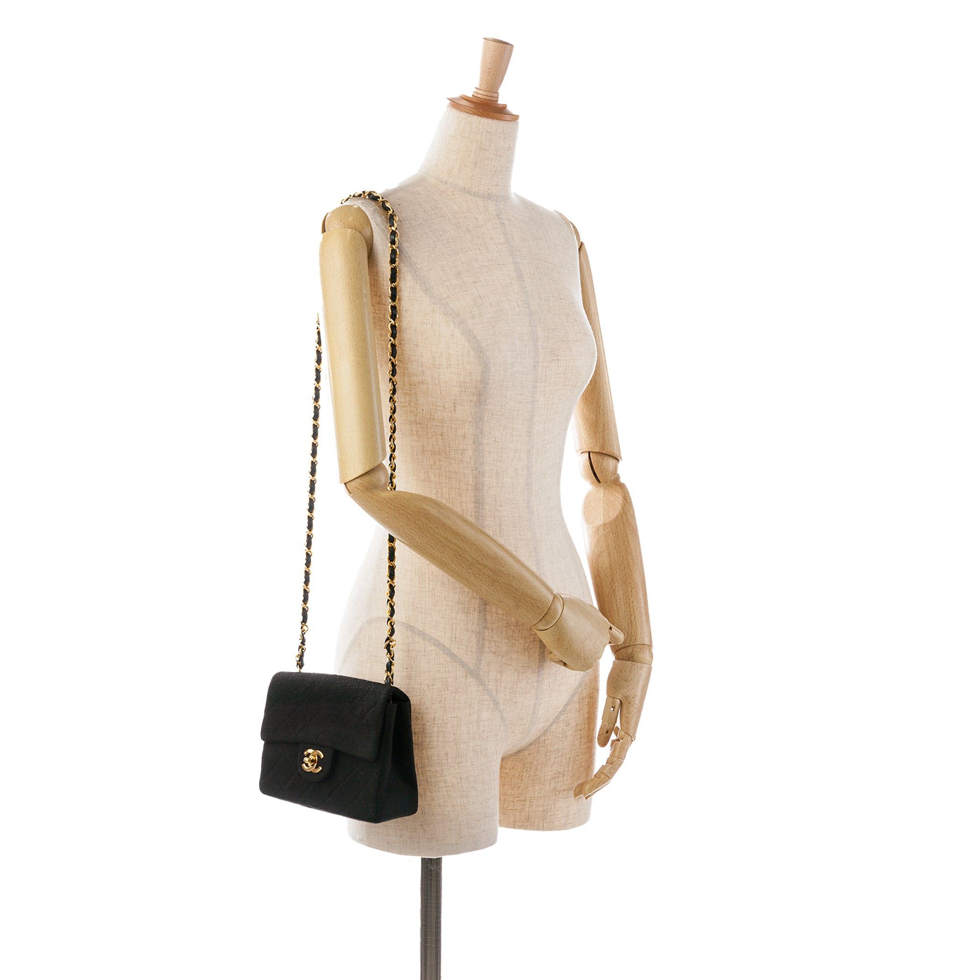 Chanel Chanel Mini Square Classic Jersey Flap Black Size ONE SIZE - 10 Thumbnail