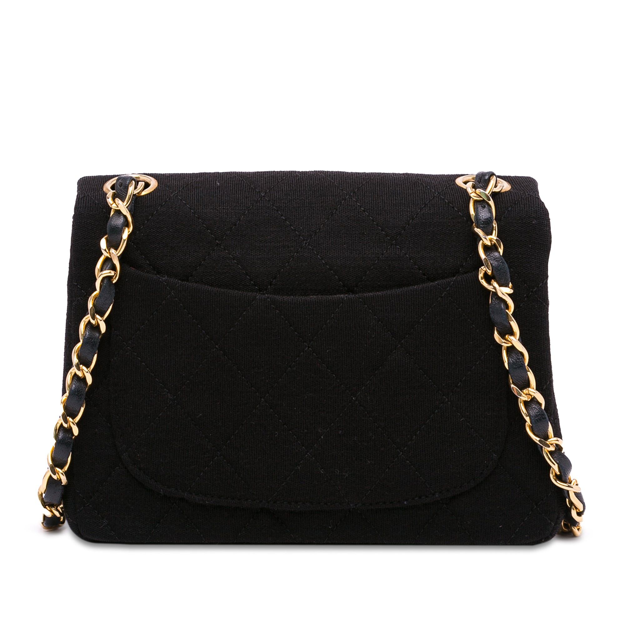 Chanel Chanel Mini Square Classic Jersey Flap Black Size ONE SIZE - 3 Thumbnail
