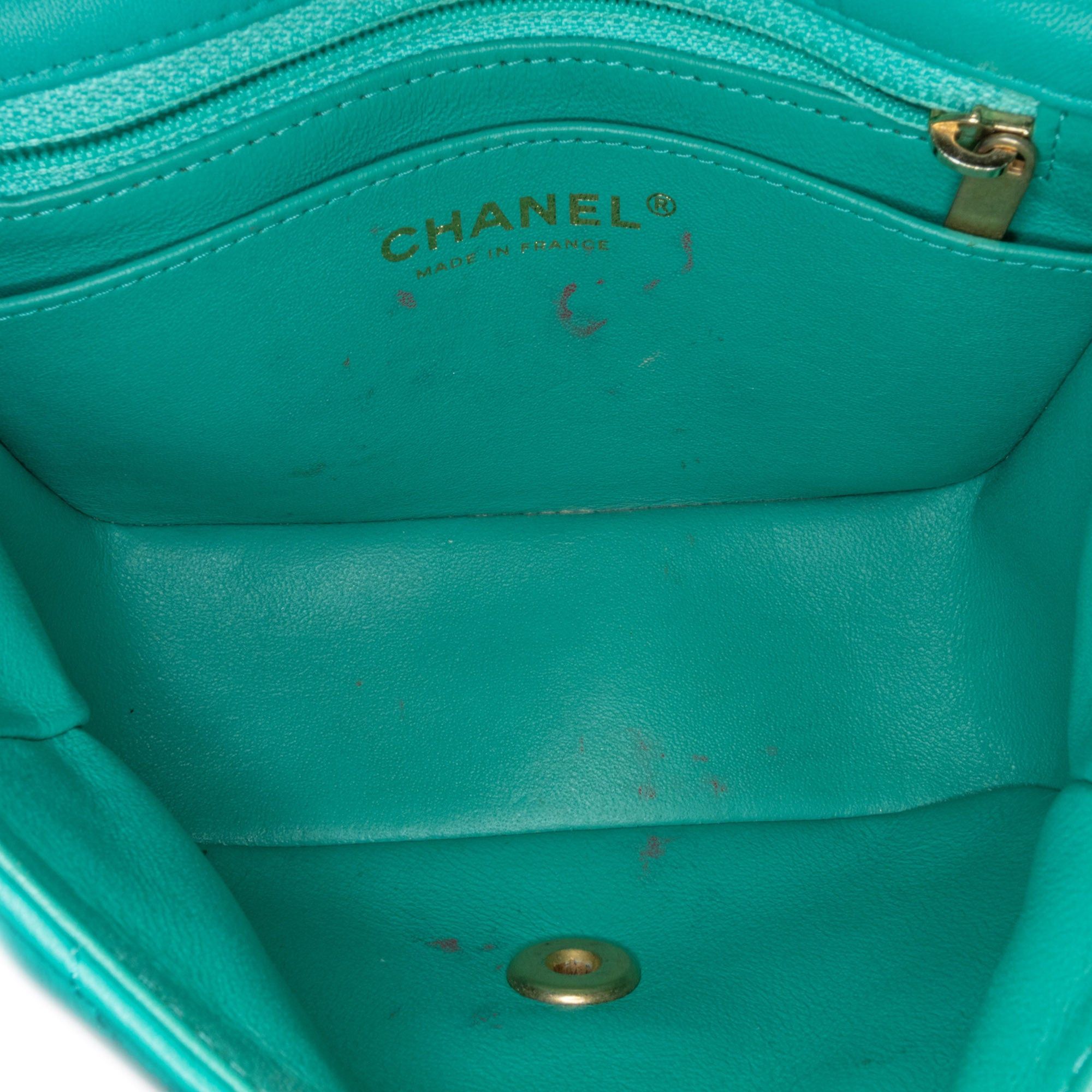 Chanel Chanel Mini Square Classic Lambskin Single Flap Green Size ONE SIZE - 5 Thumbnail