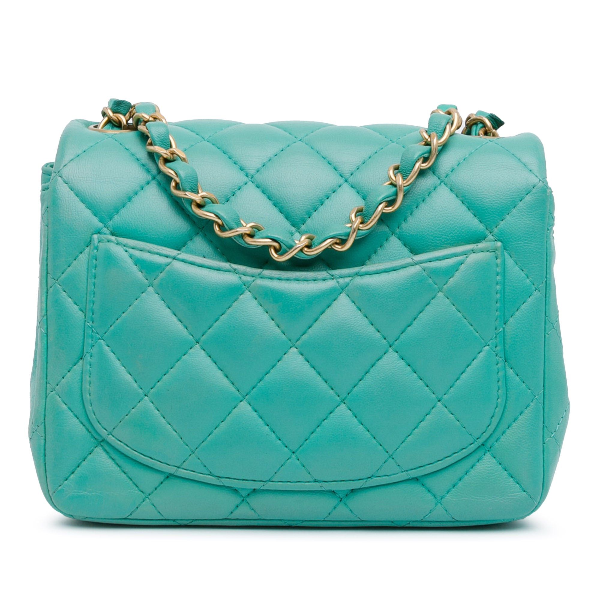Chanel Chanel Mini Square Classic Lambskin Single Flap Green Size ONE SIZE - 3 Thumbnail