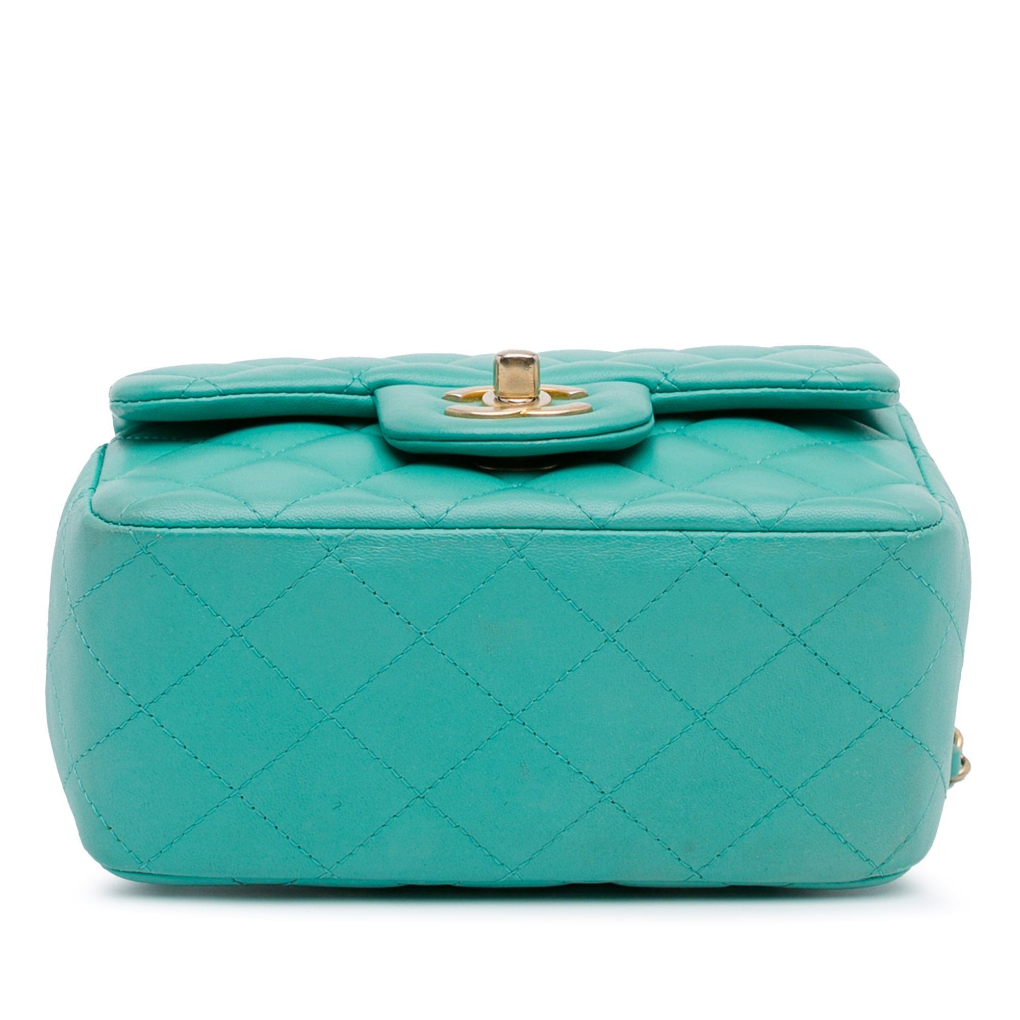 Chanel Chanel Mini Square Classic Lambskin Single Flap Green Size ONE SIZE - 4 Thumbnail