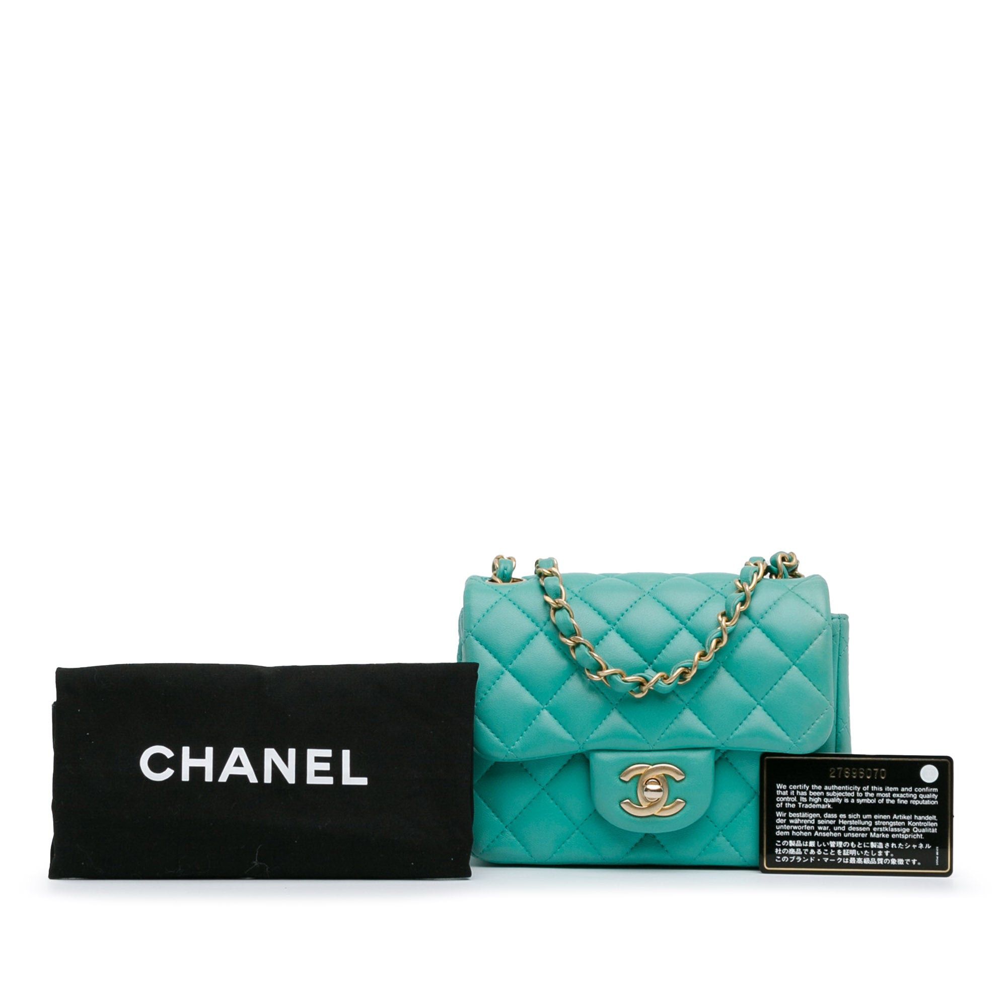 Chanel Chanel Mini Square Classic Lambskin Single Flap Green Size ONE SIZE - 15 Thumbnail