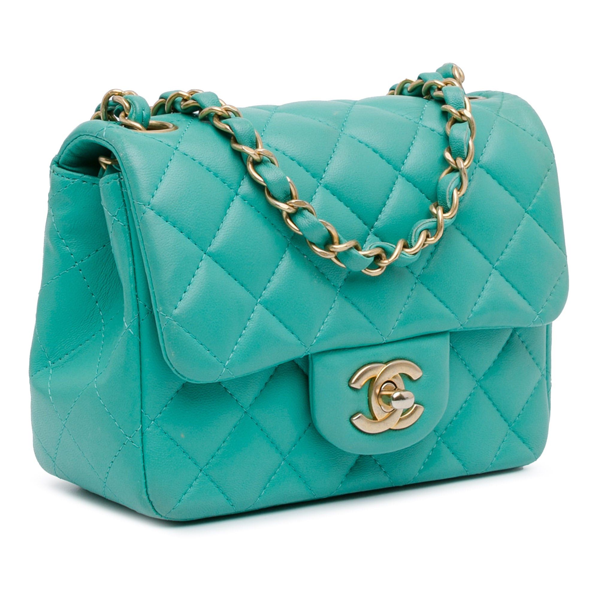 Chanel Chanel Mini Square Classic Lambskin Single Flap Green Size ONE SIZE - 2 Thumbnail