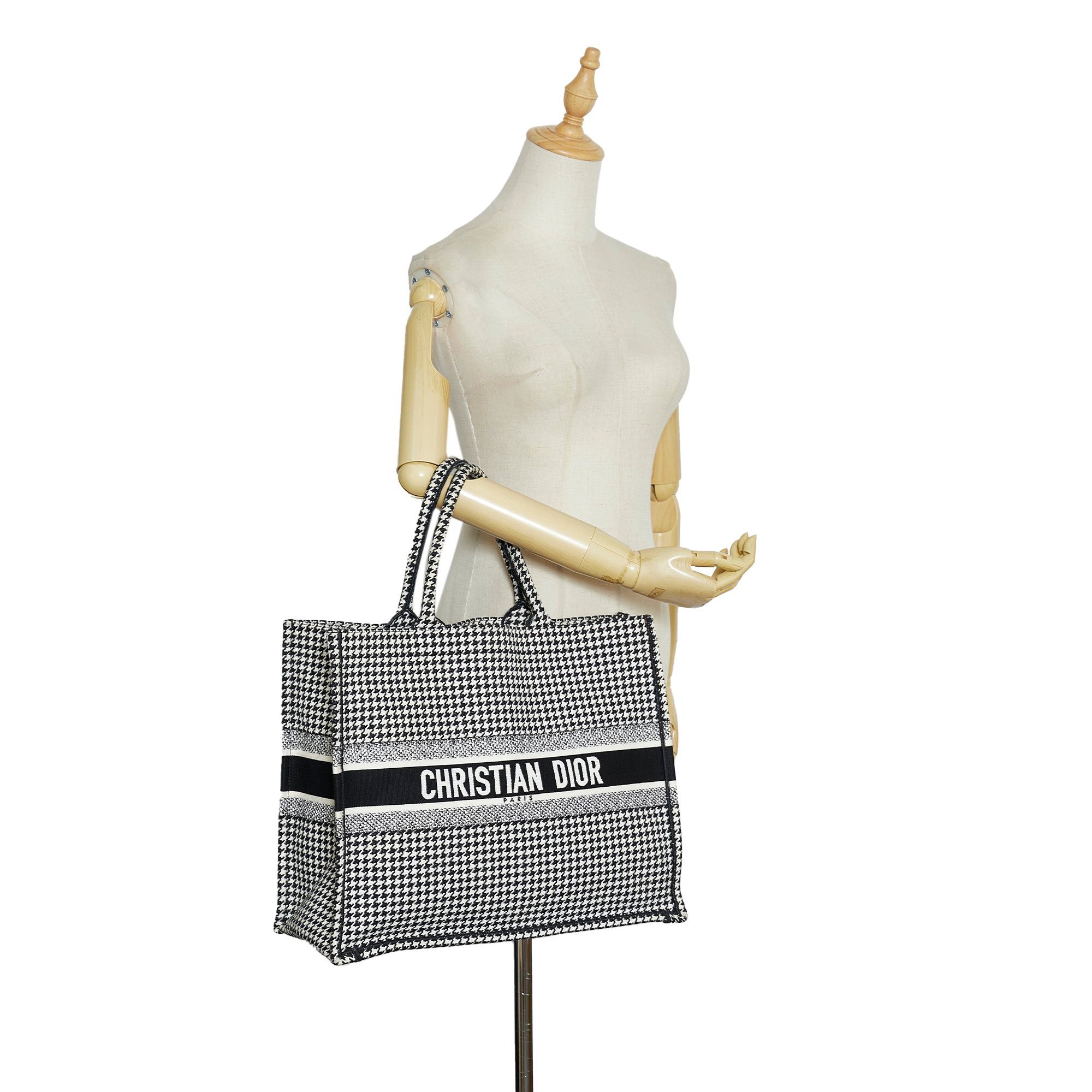 Dior Dior Large Houndstooth Book Tote Black Size ONE SIZE - 8 Thumbnail