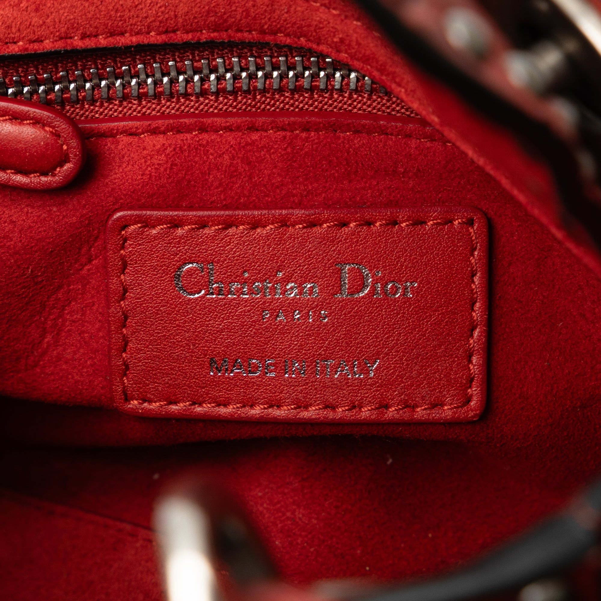 Dior Dior Mini Embossed Calfskin Cannage Studded Lady Dior Red Size ONE SIZE - 6 Thumbnail