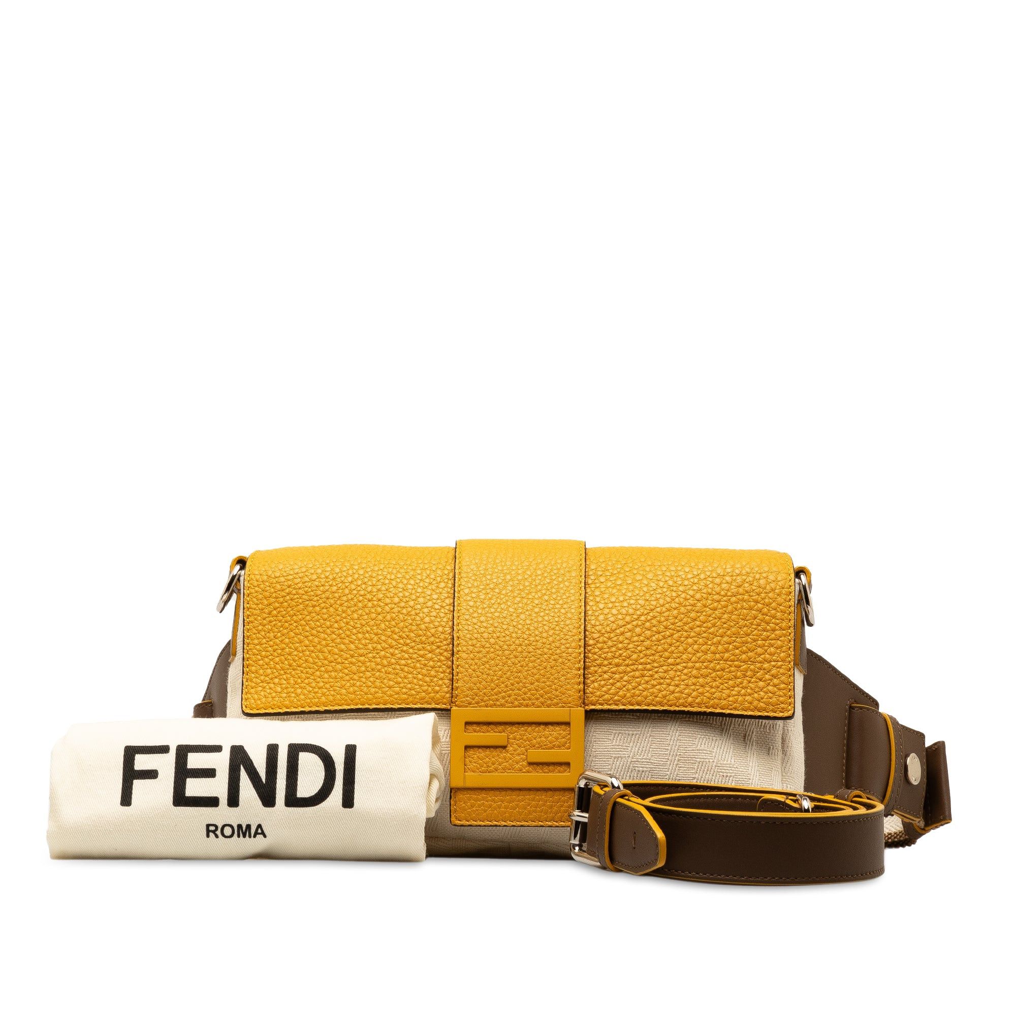 Fendi Fendi Zucca Canvas and Leather Convertible Baguette Brown Size ONE SIZE - 10 Thumbnail