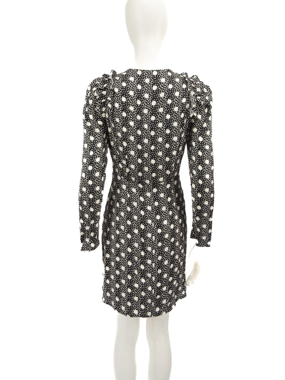 Sandro Black Polkadot Ruffle Trim Dress Size XS / US 0-2 / IT 36-38 - 3 Thumbnail