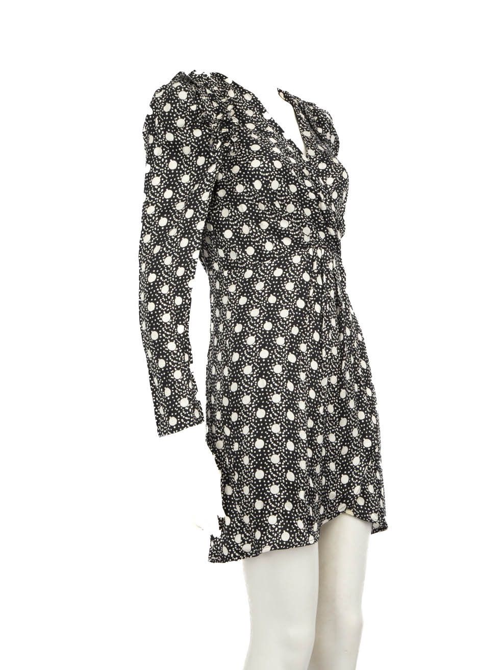 Sandro Black Polkadot Ruffle Trim Dress Size XS / US 0-2 / IT 36-38 - 2 Thumbnail