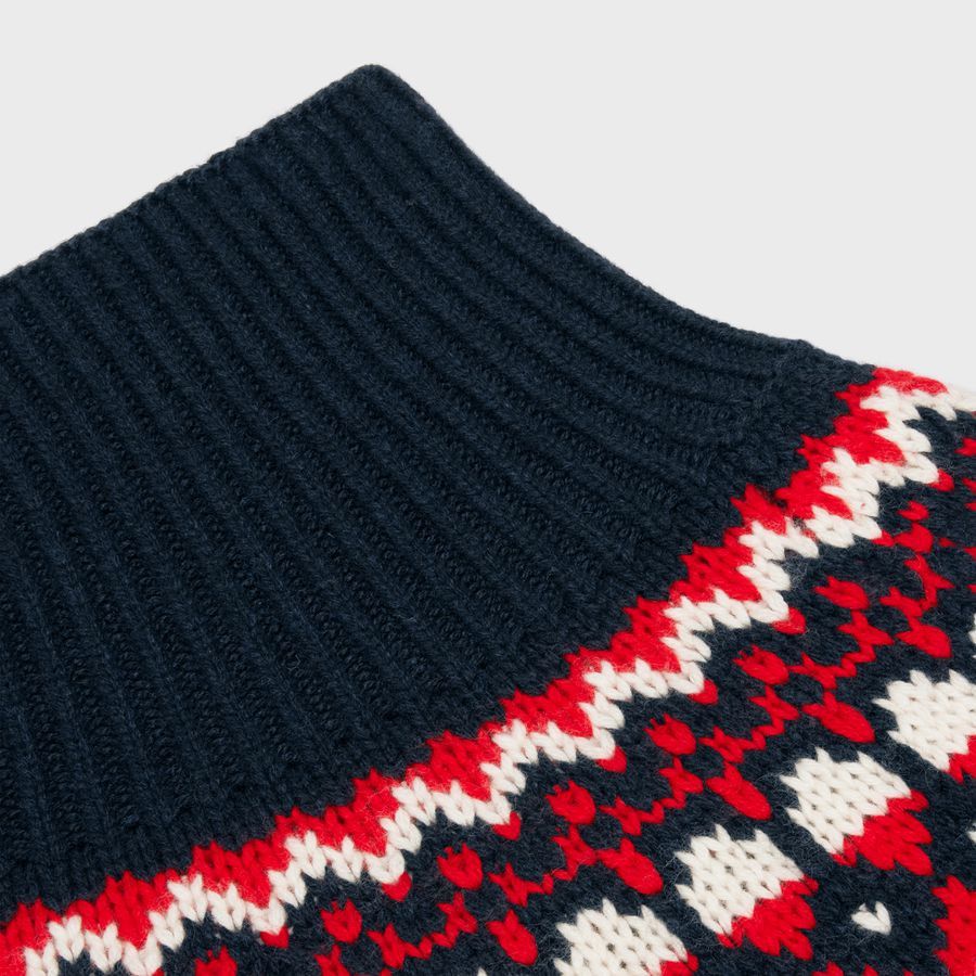 Celine High Neck Sweater in Fare Isle Cashemere Navy Size XS / US 0-2 / IT 36-38 - 3 Thumbnail