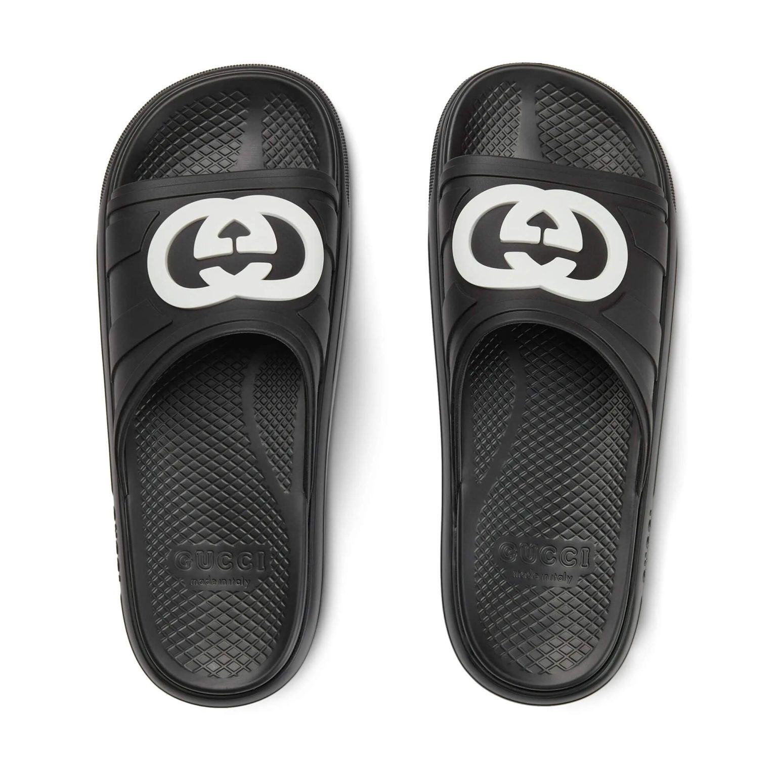 Gucci Interlocking G Rubber Footbed Sandals Slides in black Size US 8 / EU 41 - 3 Thumbnail