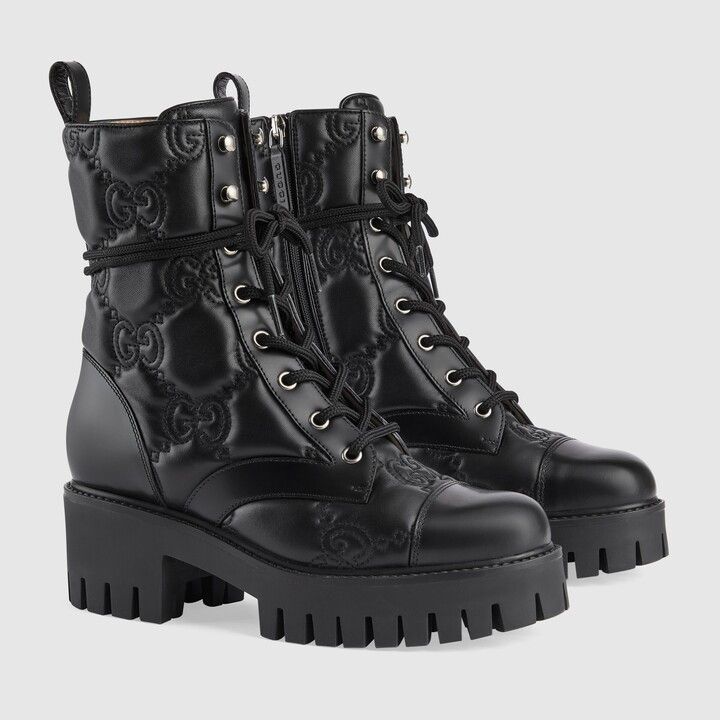 Gucci GG Matelassé lace-up boot Size US 5 / IT 35 - 2 Thumbnail