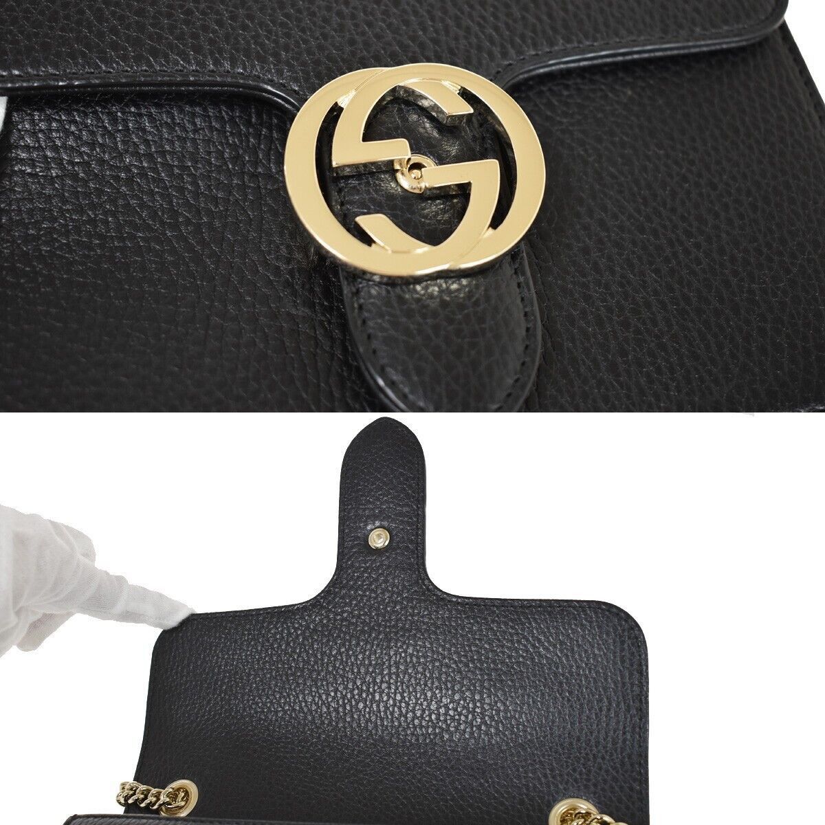 Gucci Interlocking G Black Leather Shoulder Bag (Pre-Owned) Size ONE SIZE - 14 Thumbnail