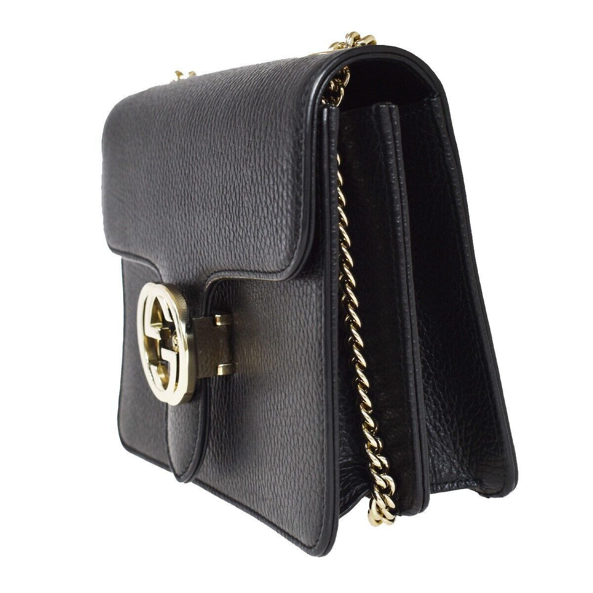Gucci Interlocking G Black Leather Shoulder Bag (Pre-Owned) Size ONE SIZE - 3 Thumbnail