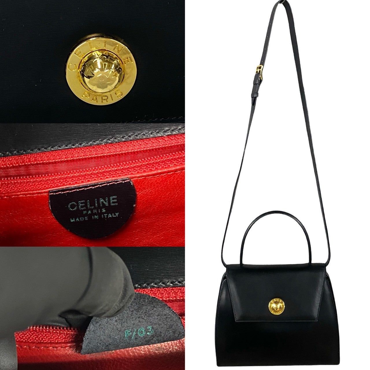Celine Celine Shoulder Bag Black Leather Size ONE SIZE - 3 Thumbnail