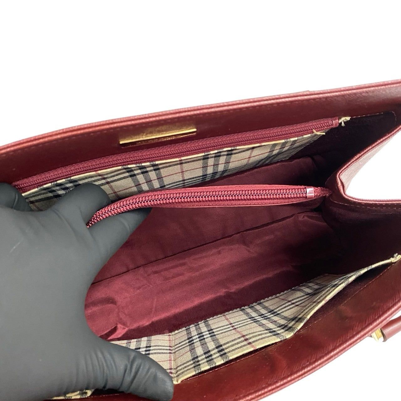 Burberry Burberry Tote Bag Wine Leather Size ONE SIZE - 8 Thumbnail